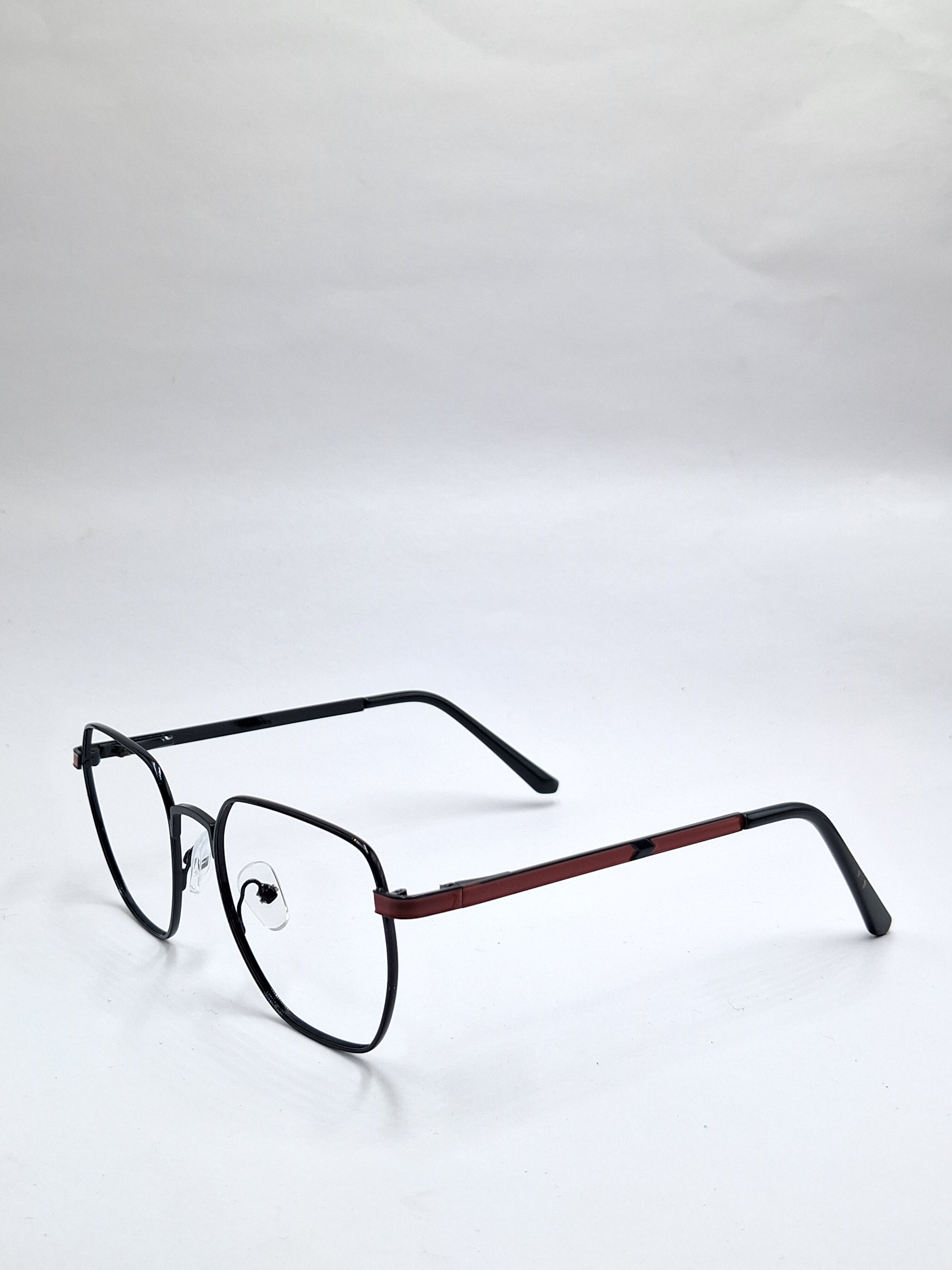 vision plus metallic black and red strip metal frame