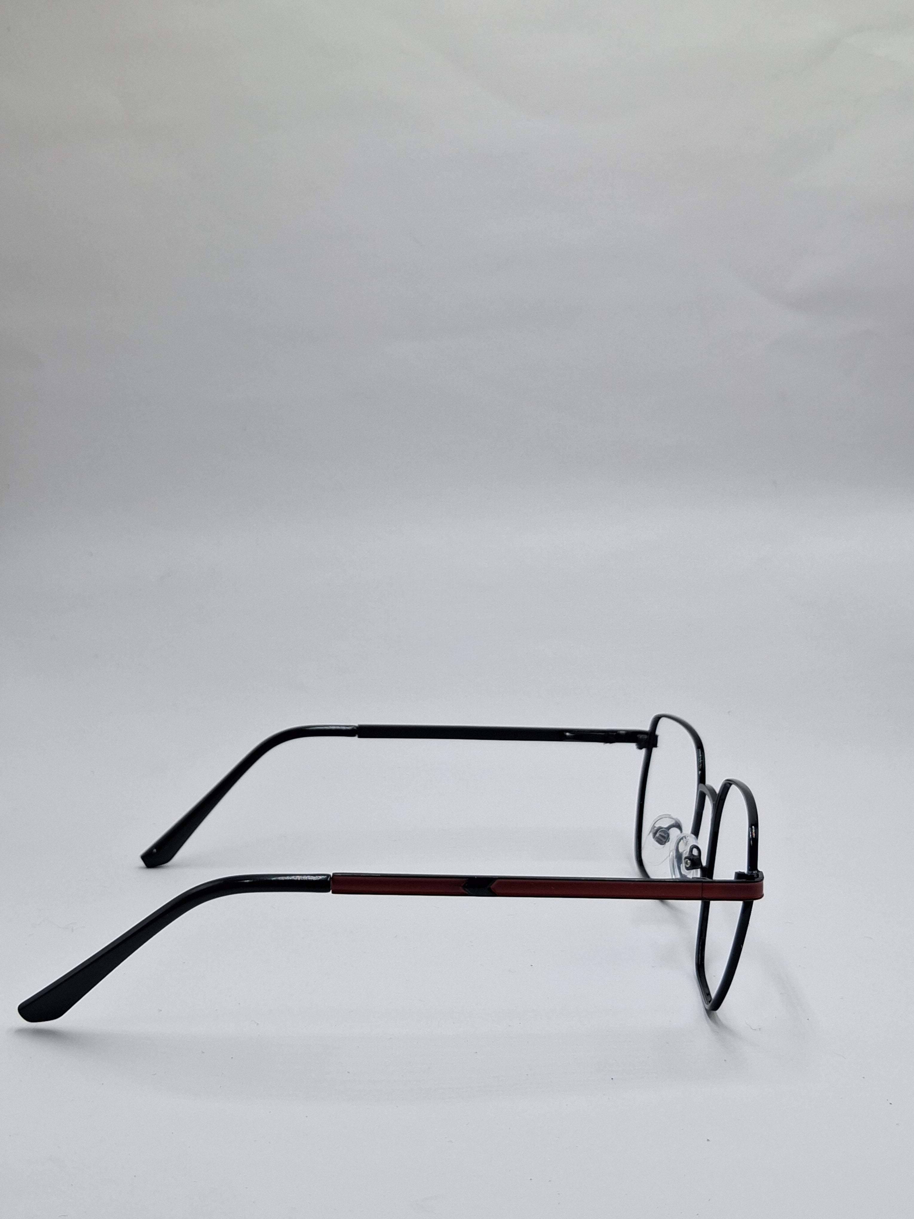 vision plus metallic black and red strip metal frame