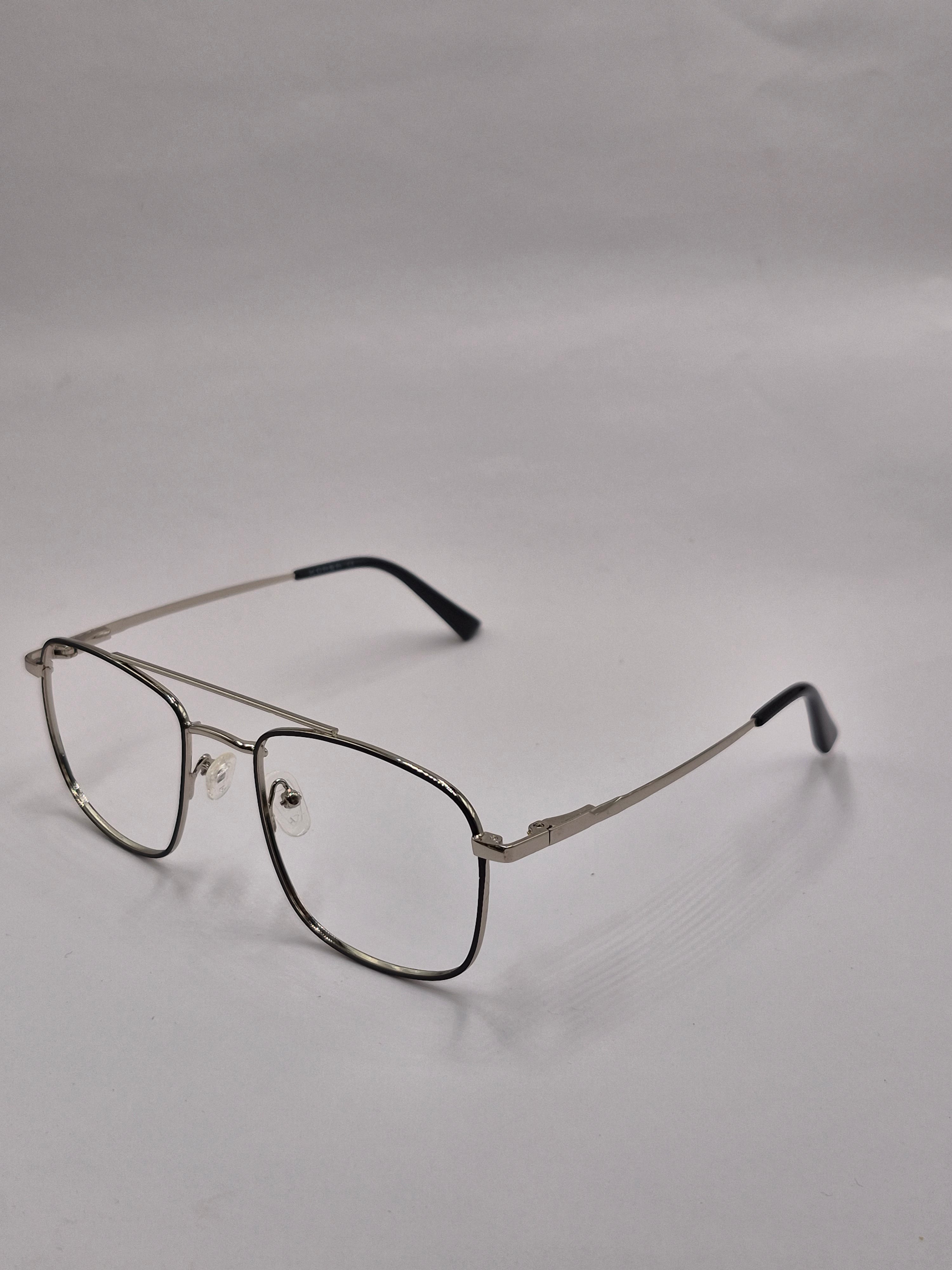 vision plus metallic double bar silver metal frame