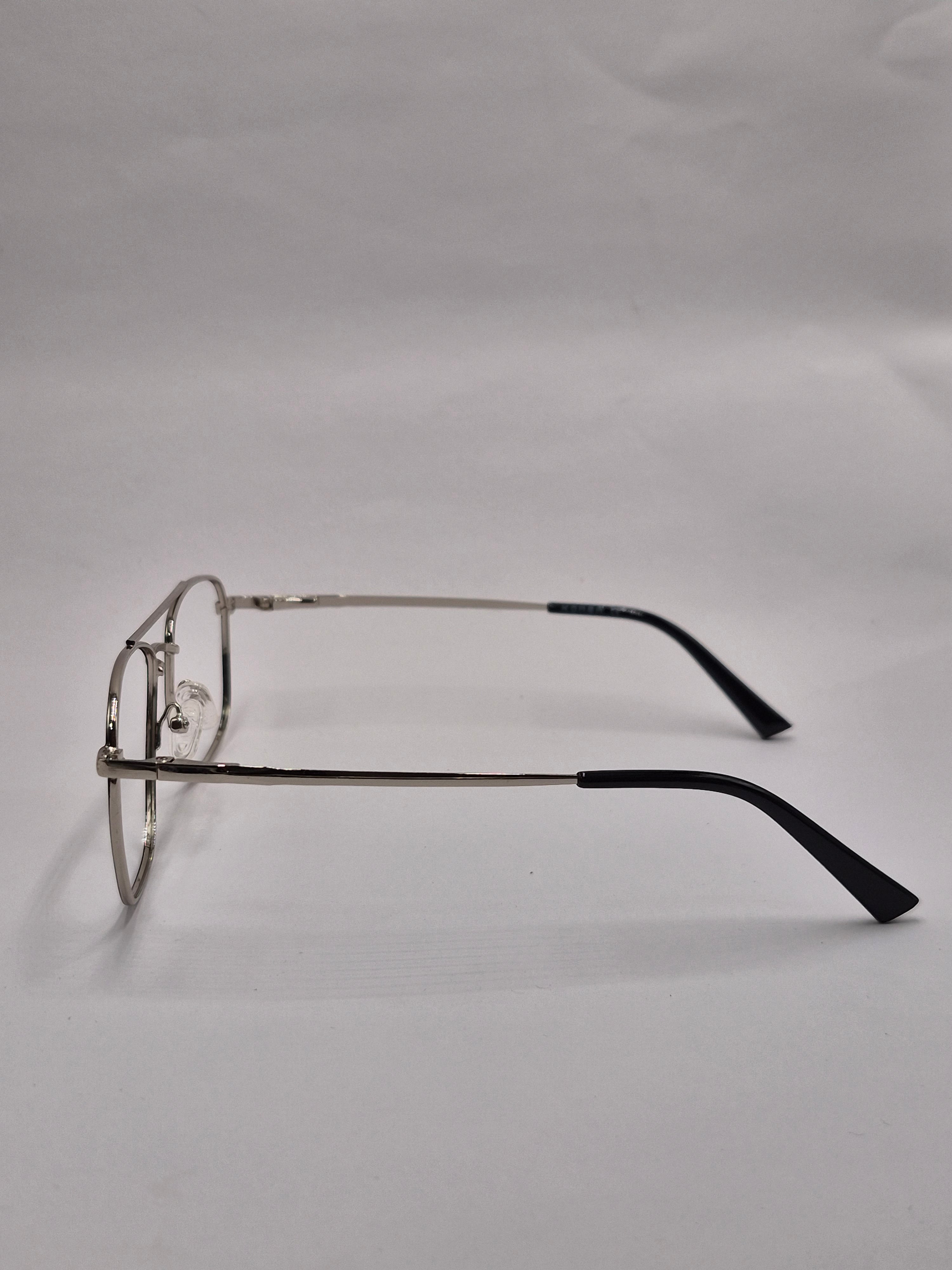 vision plus metallic double bar silver metal frame