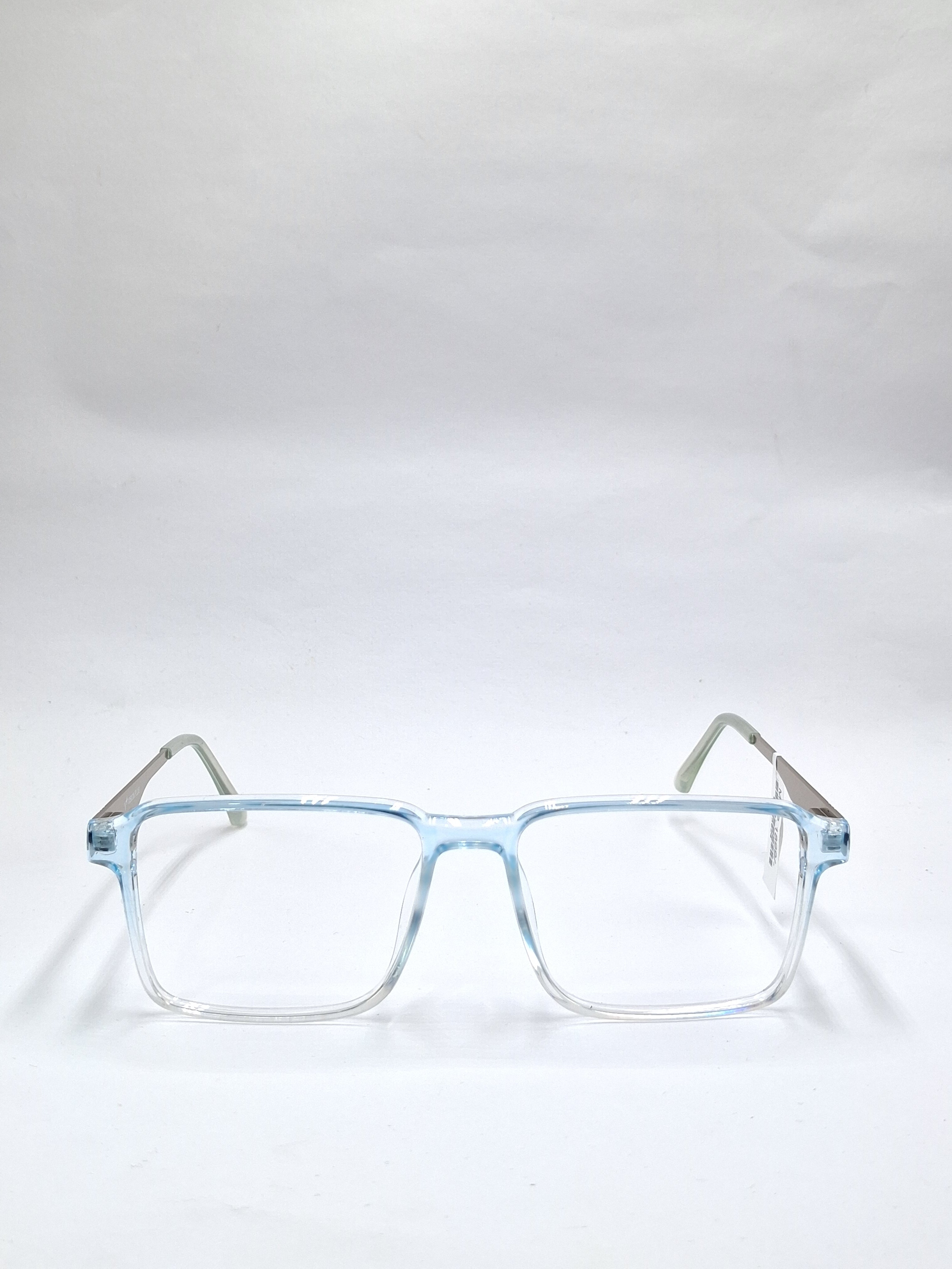 vision plus transparent blue and silver frame