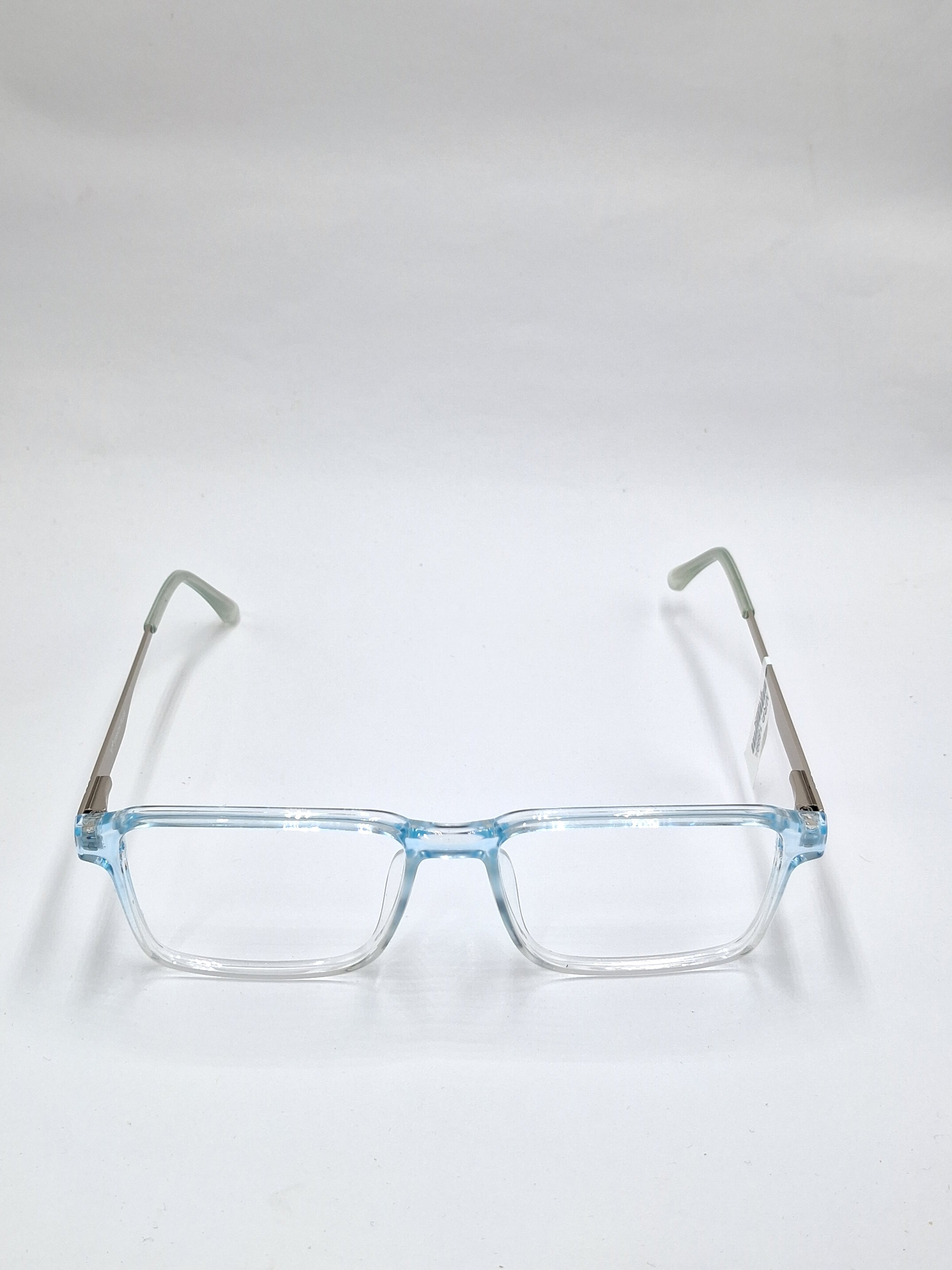 vision plus transparent blue and silver frame