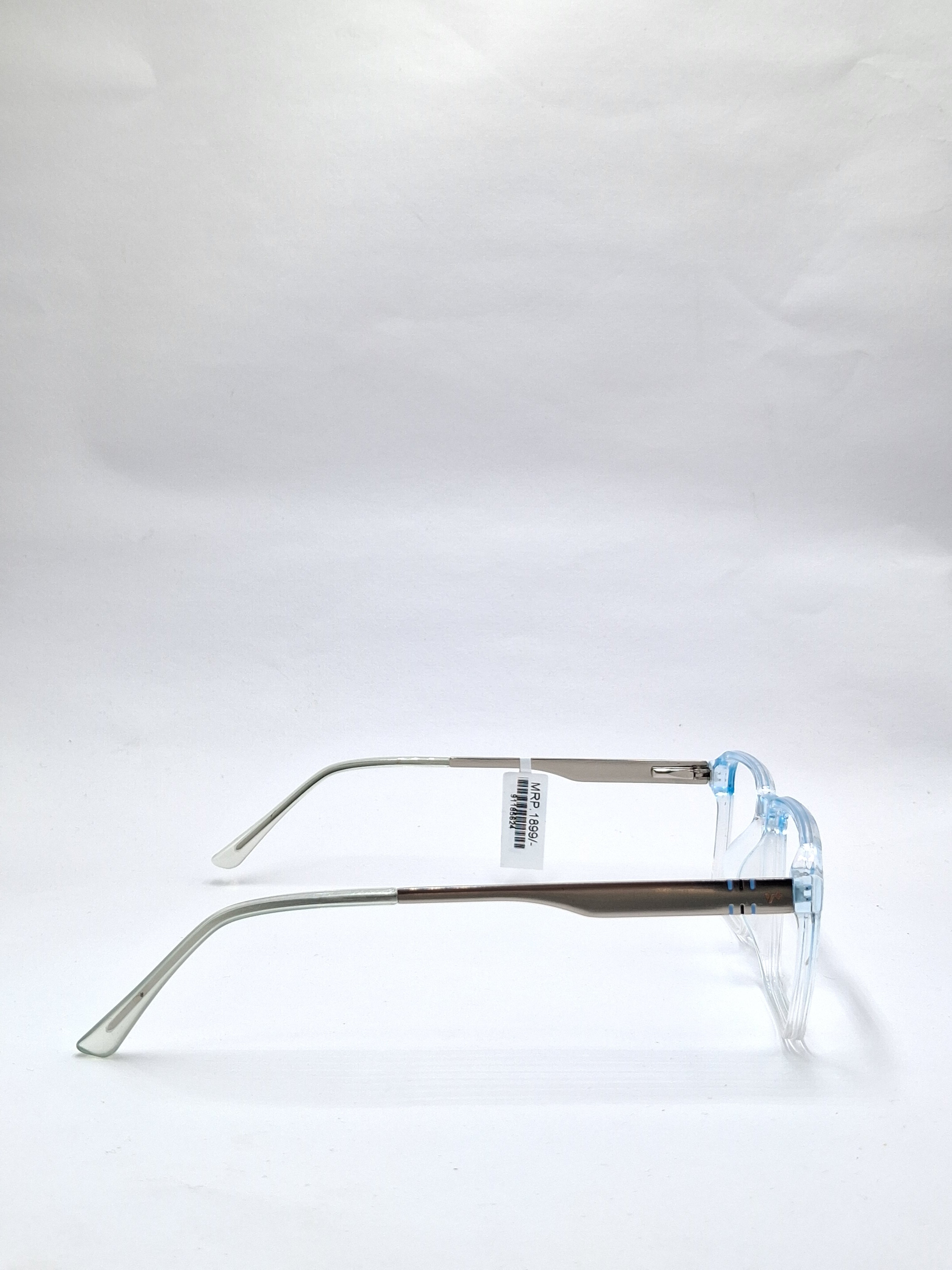 vision plus transparent blue and silver frame