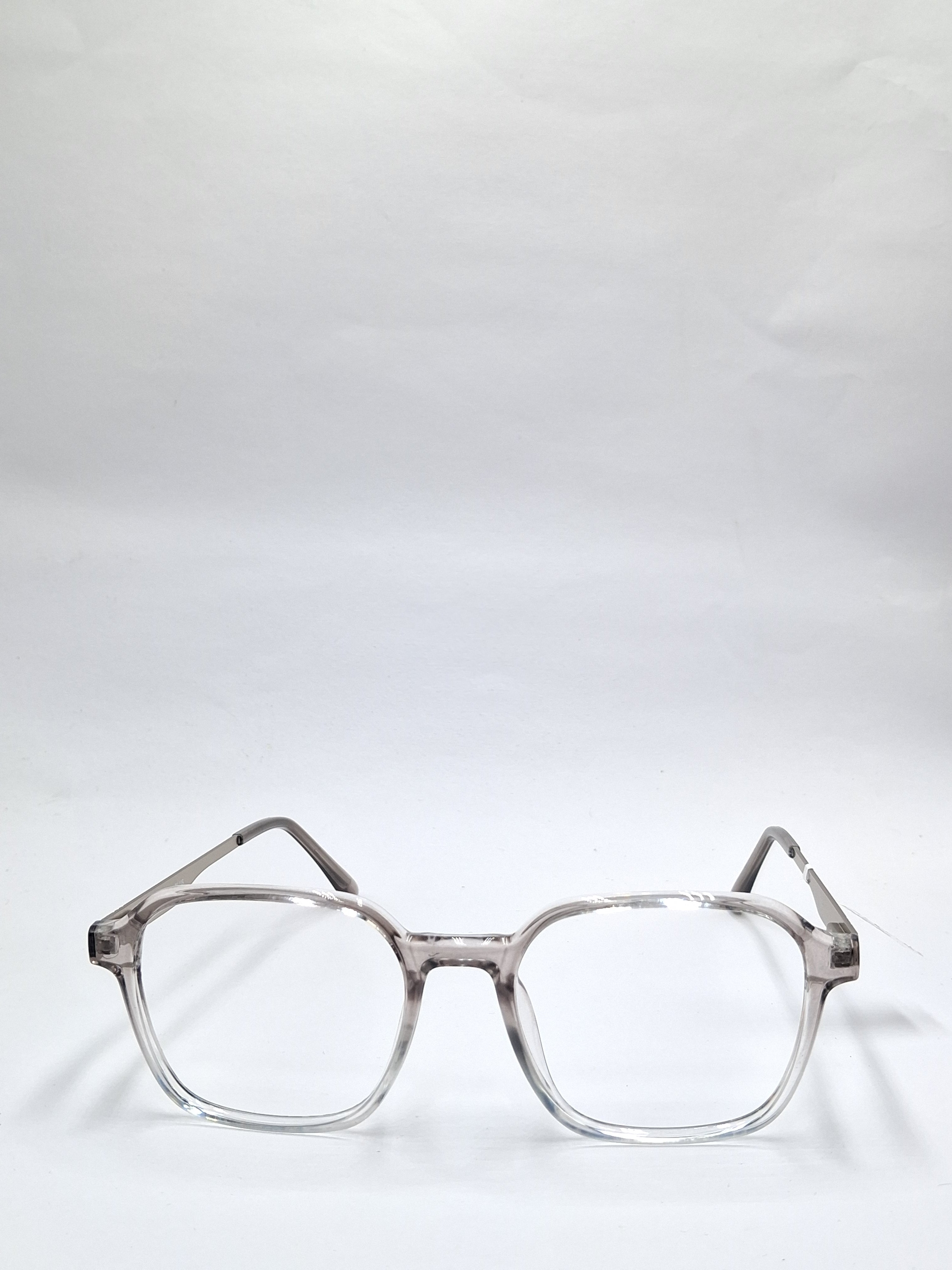 vision plus transparent gray and silver frame