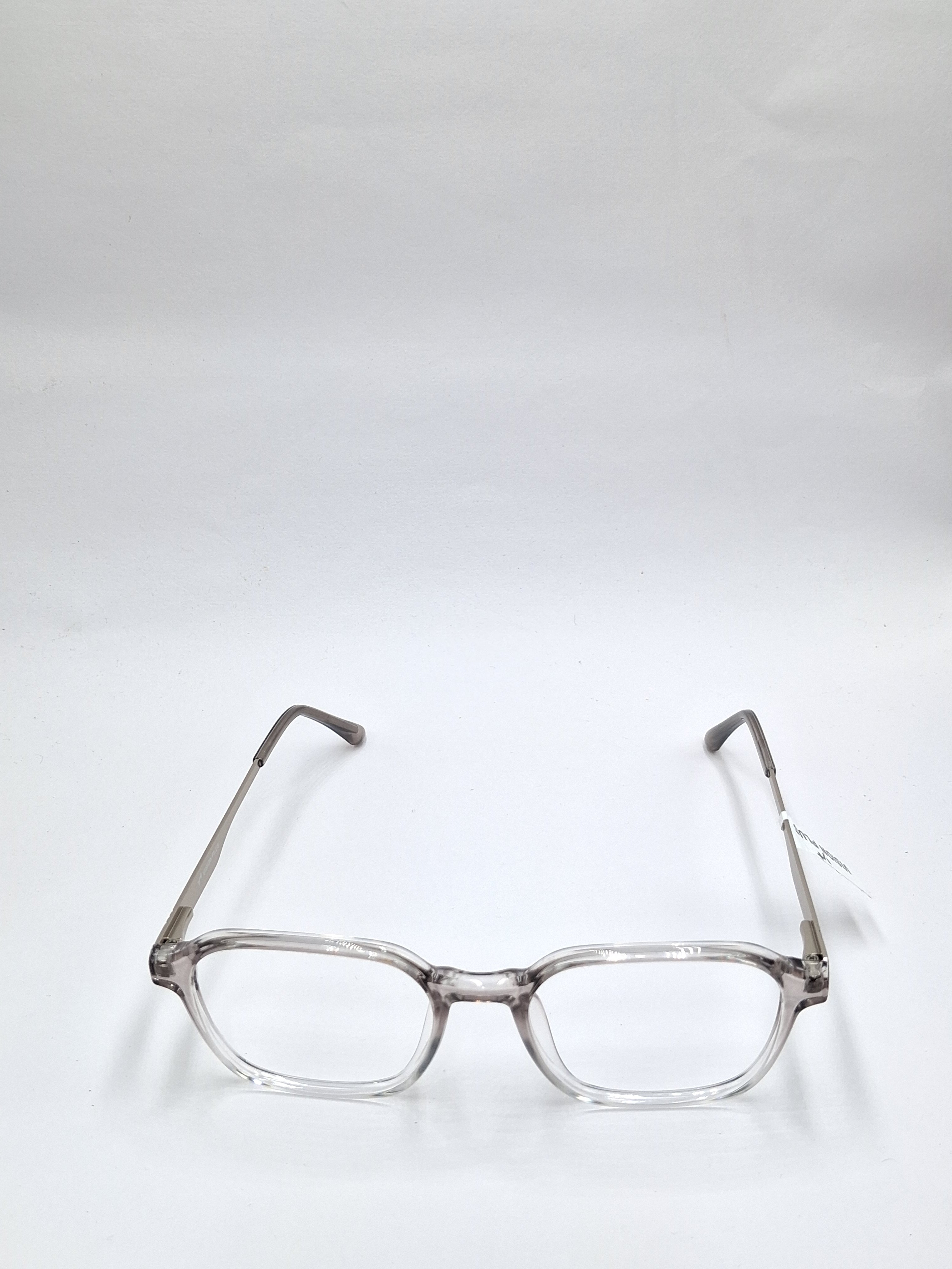 vision plus transparent gray and silver frame