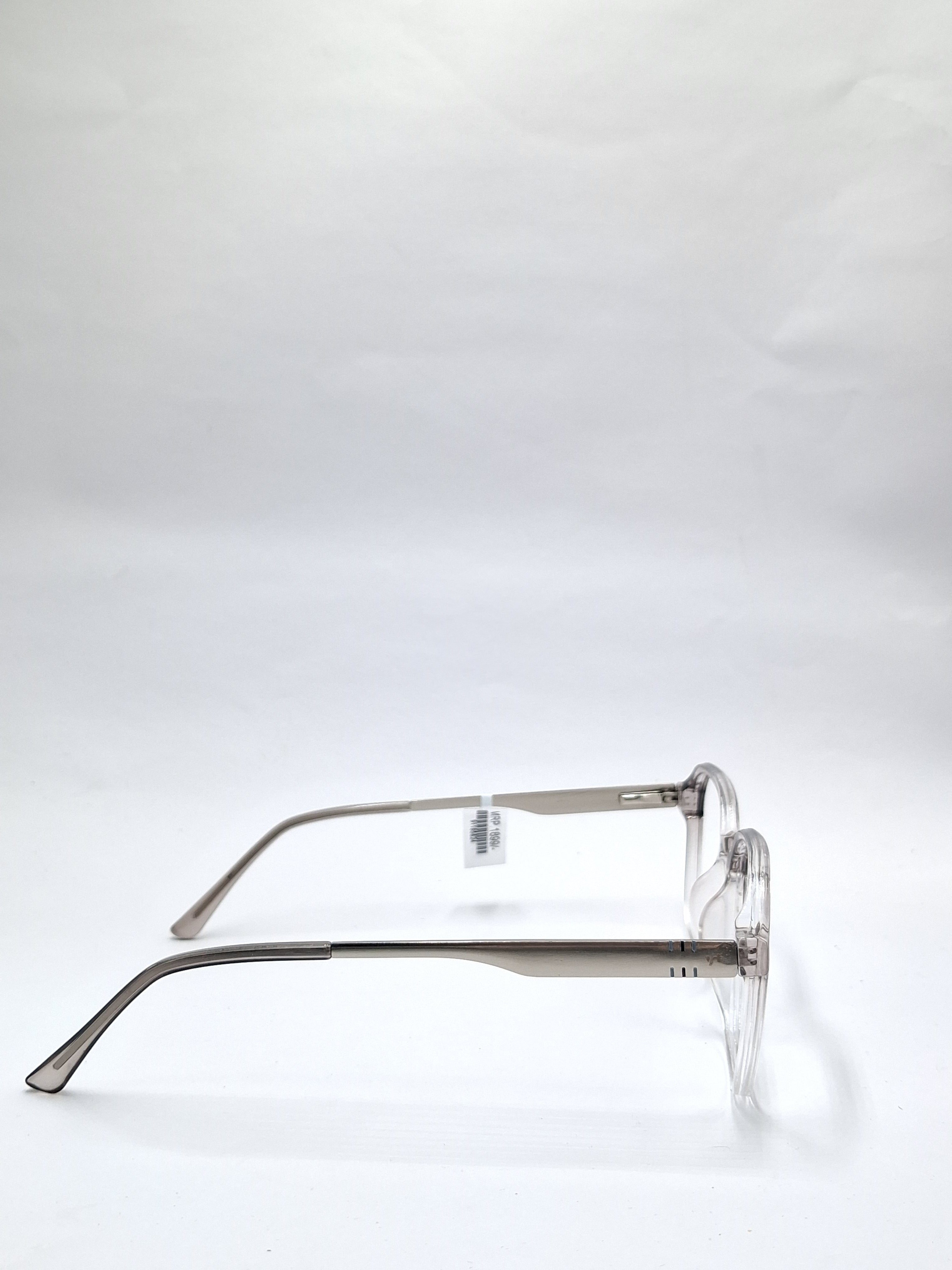vision plus transparent gray and silver frame