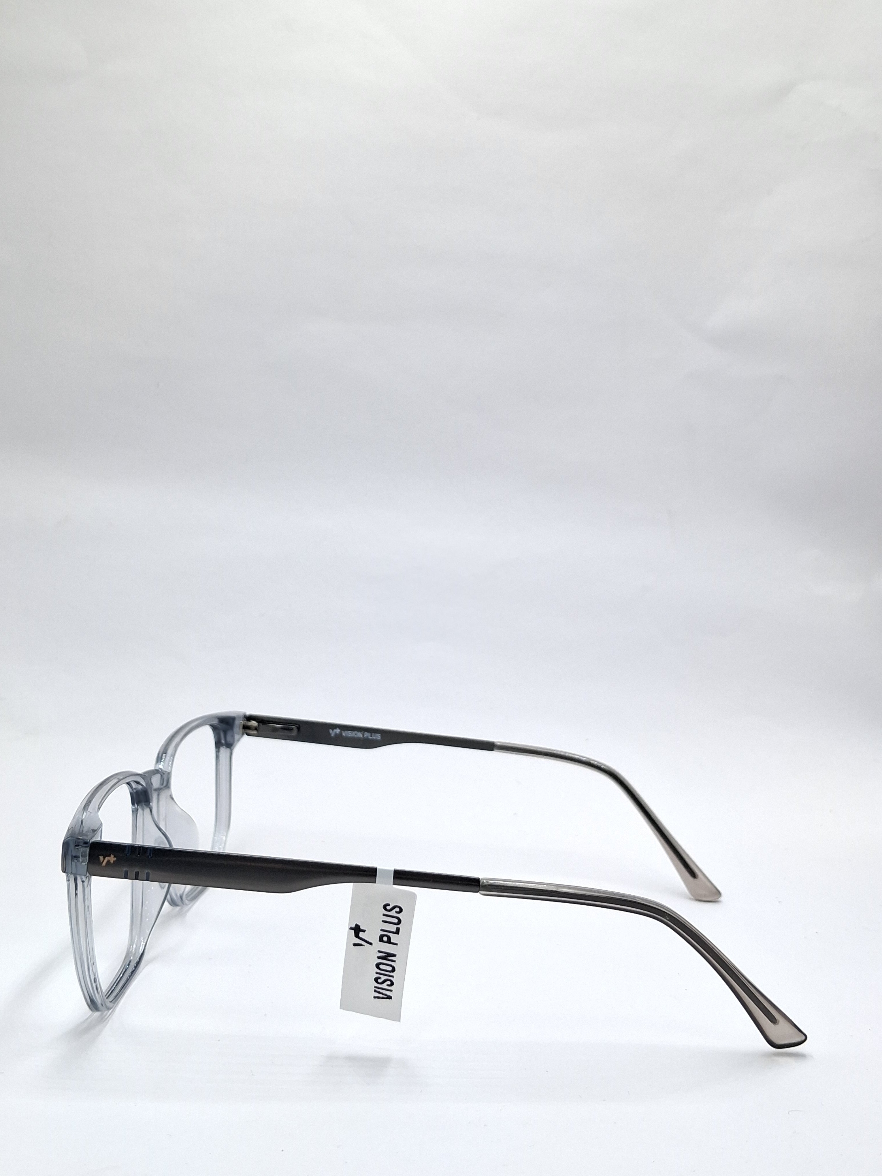 vision plus transparent gray and silver frame