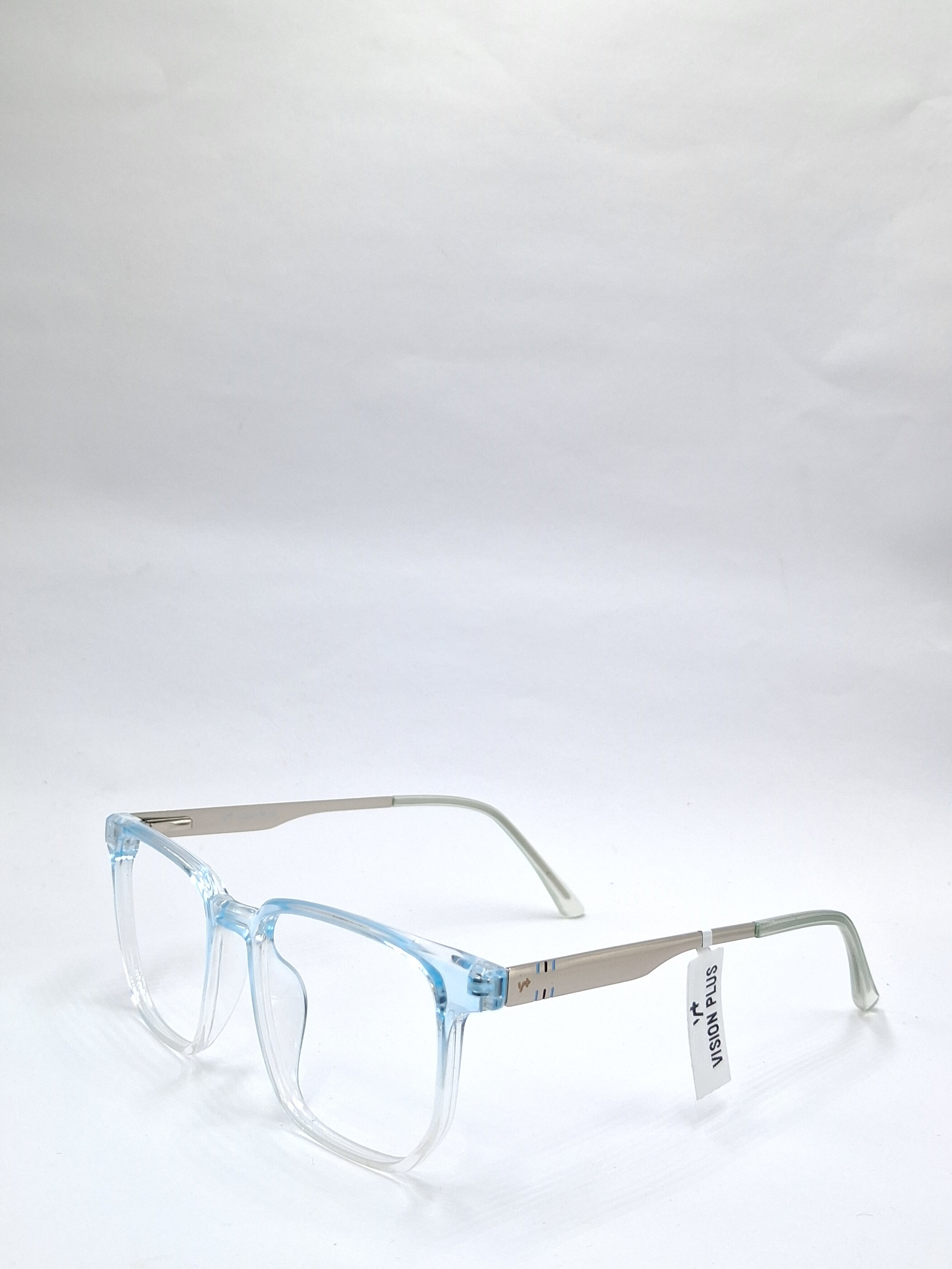 vision plus transparent blue silver frame with metal stick