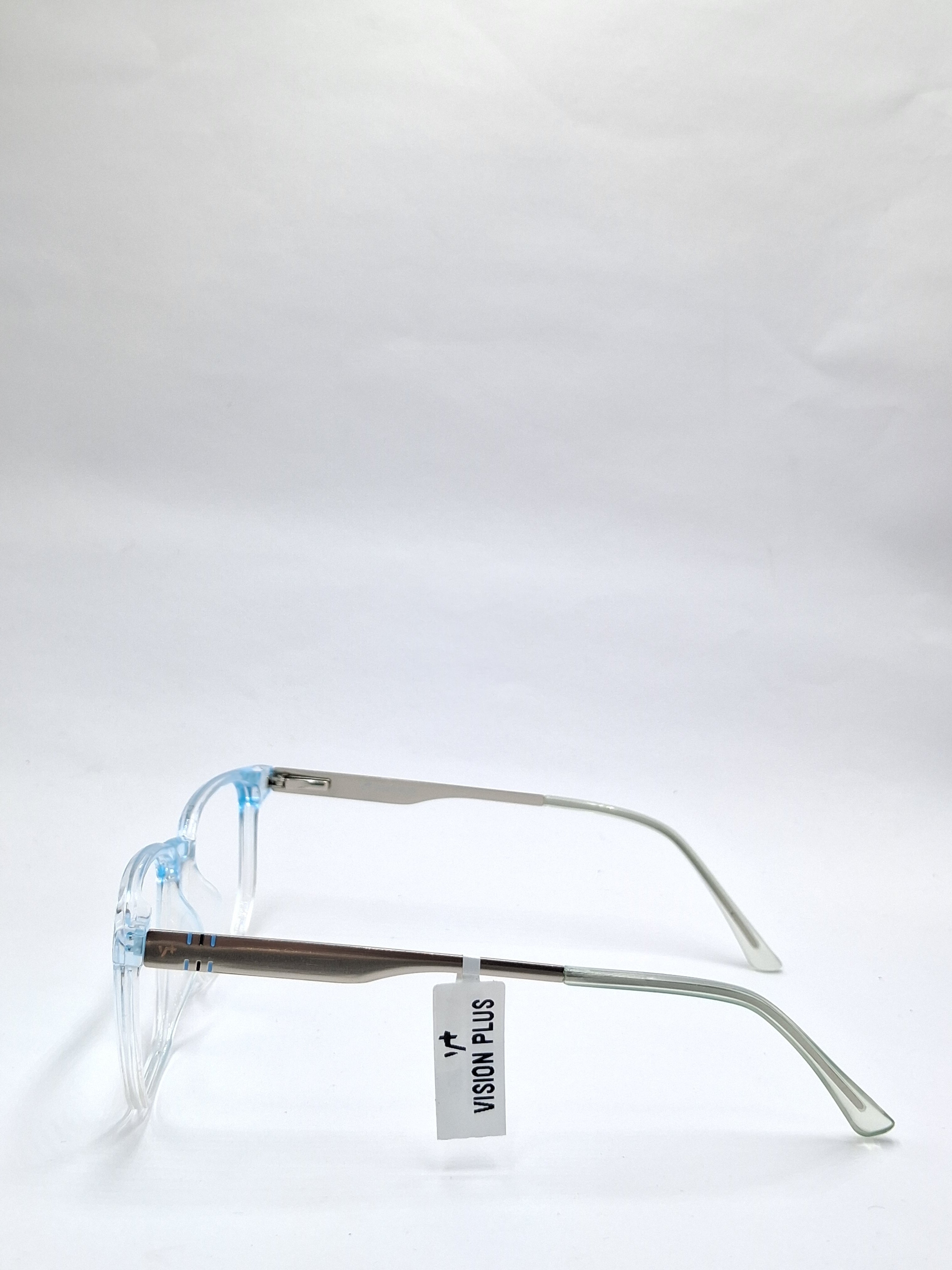 vision plus transparent blue silver frame with metal stick