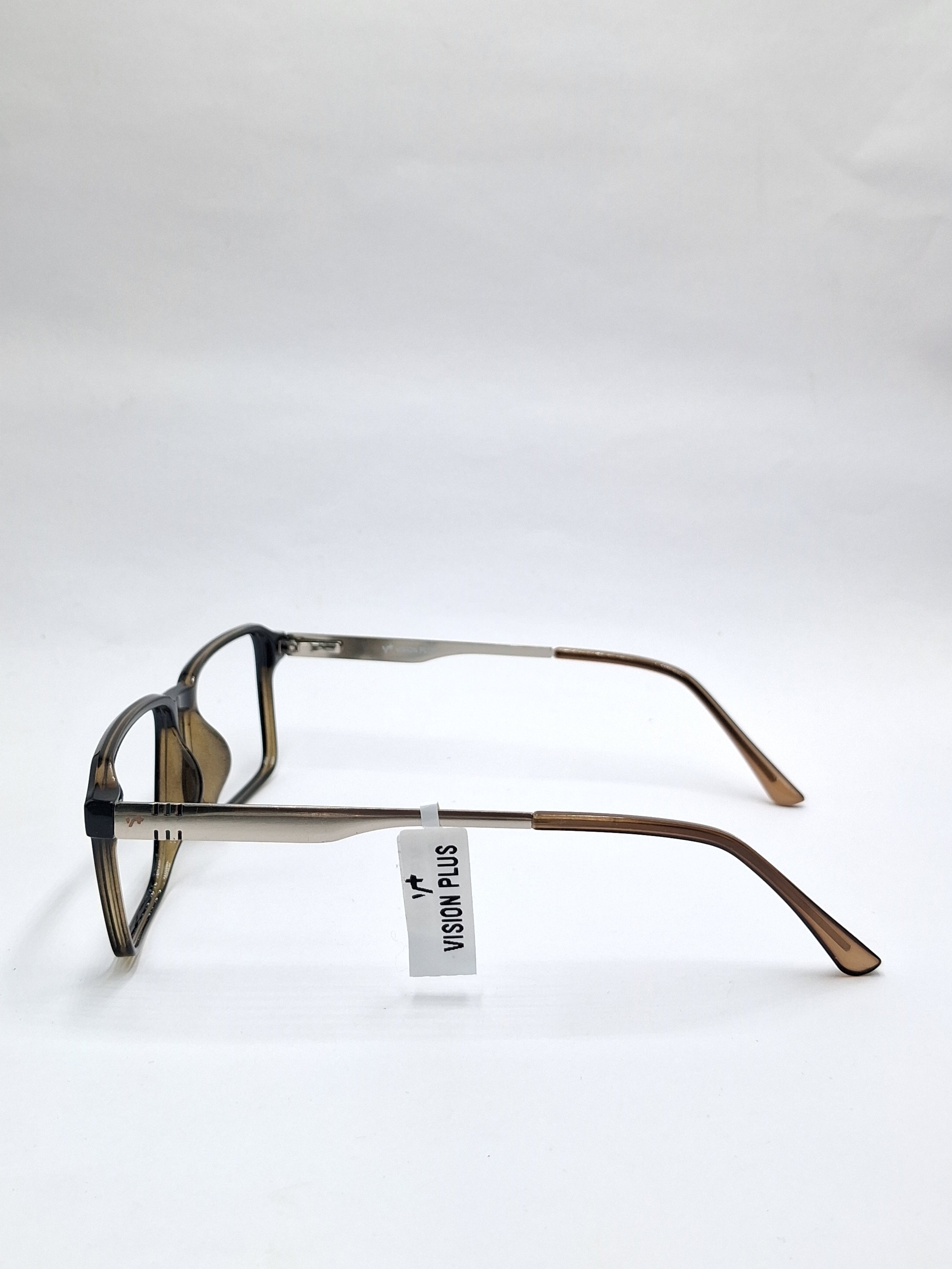 vision plus brown and silver frame with metal stick frame