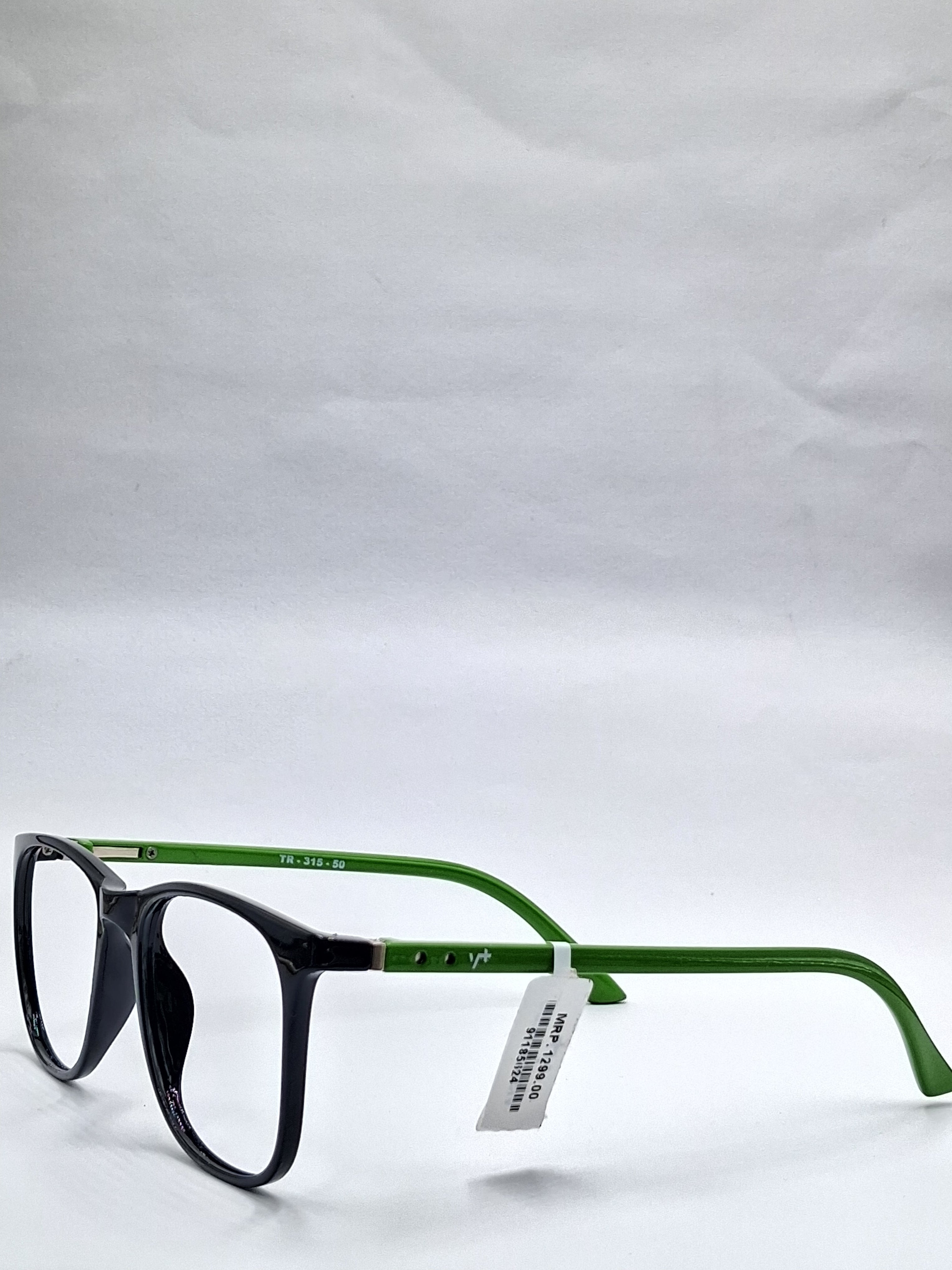 vision plus glossy black with green stick frame