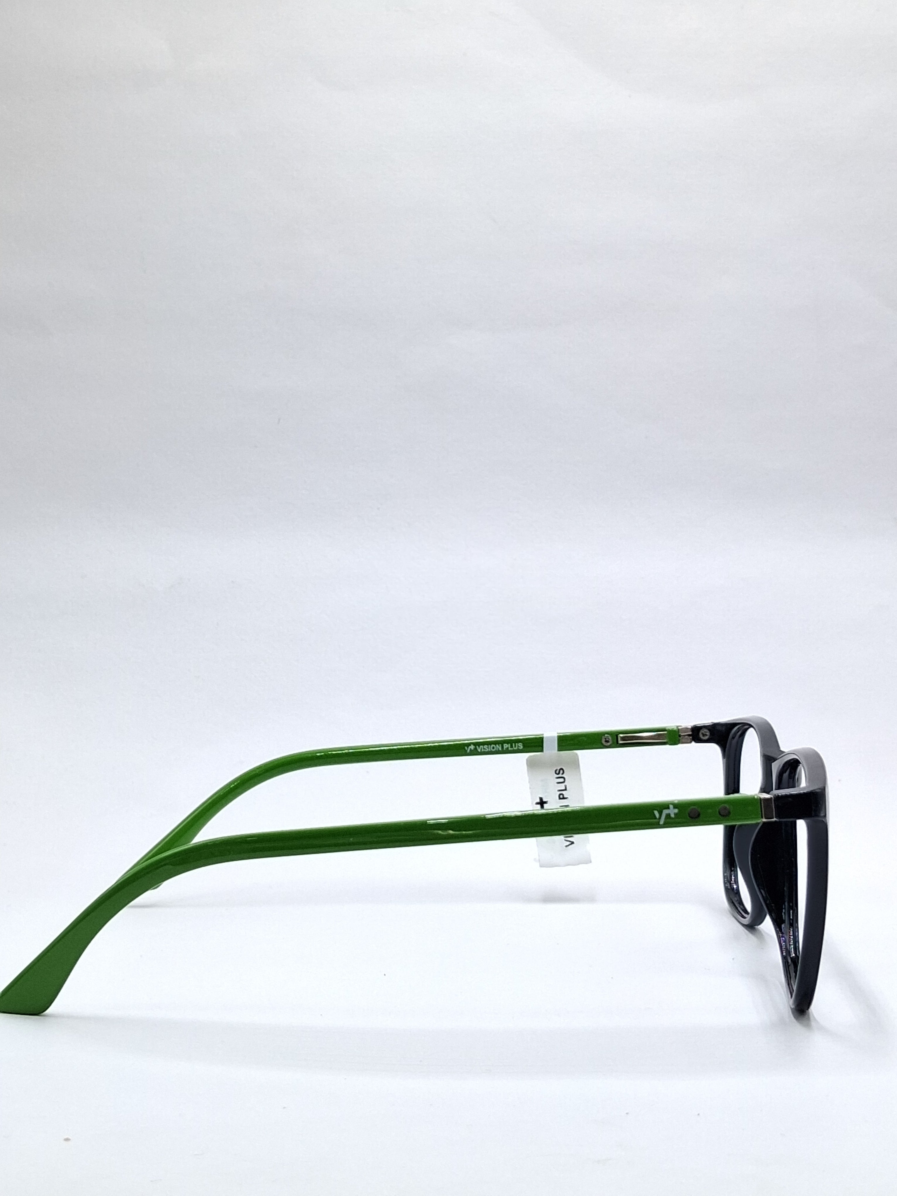 vision plus glossy black with green stick frame