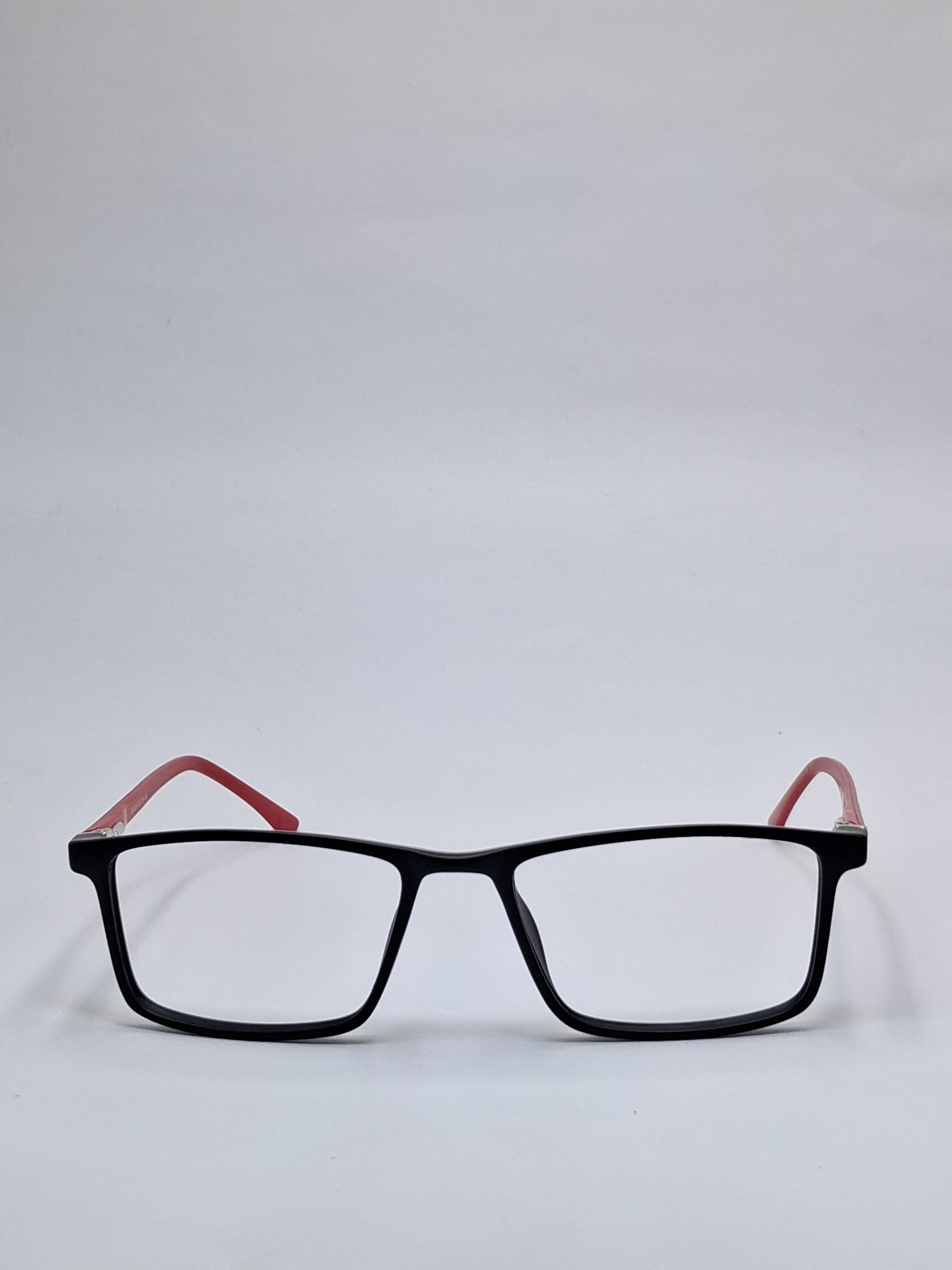 vision plus matte black with red stick frame