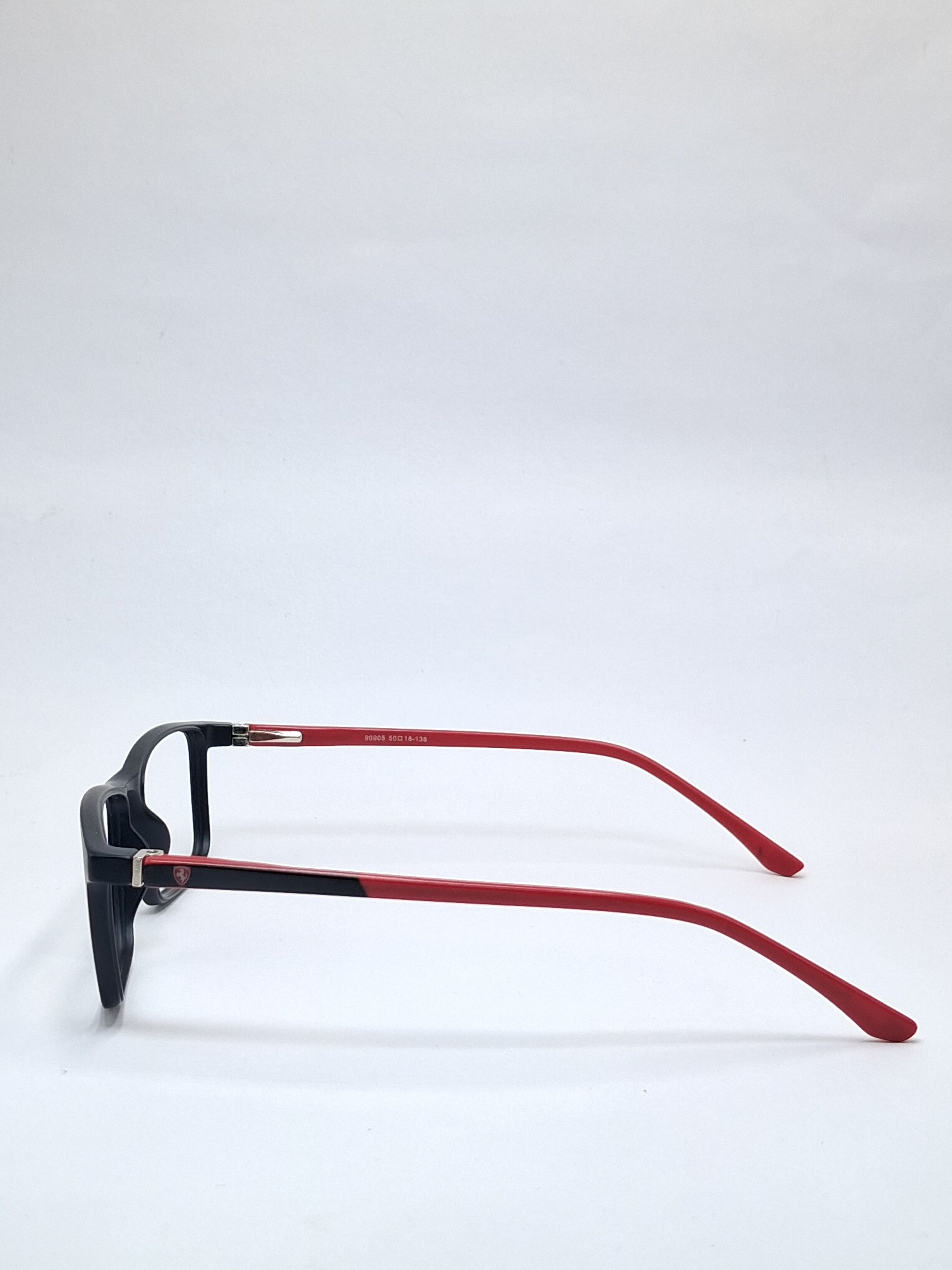 vision plus matte black with red stick frame