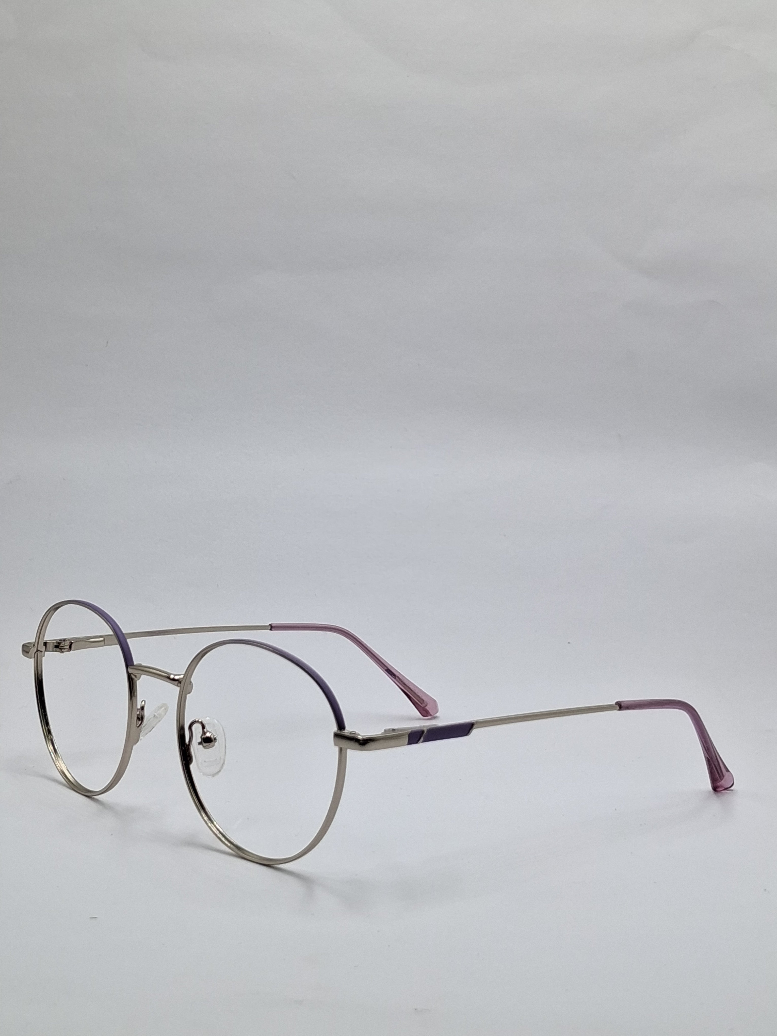 vision plus metallic silver and purple metal frame