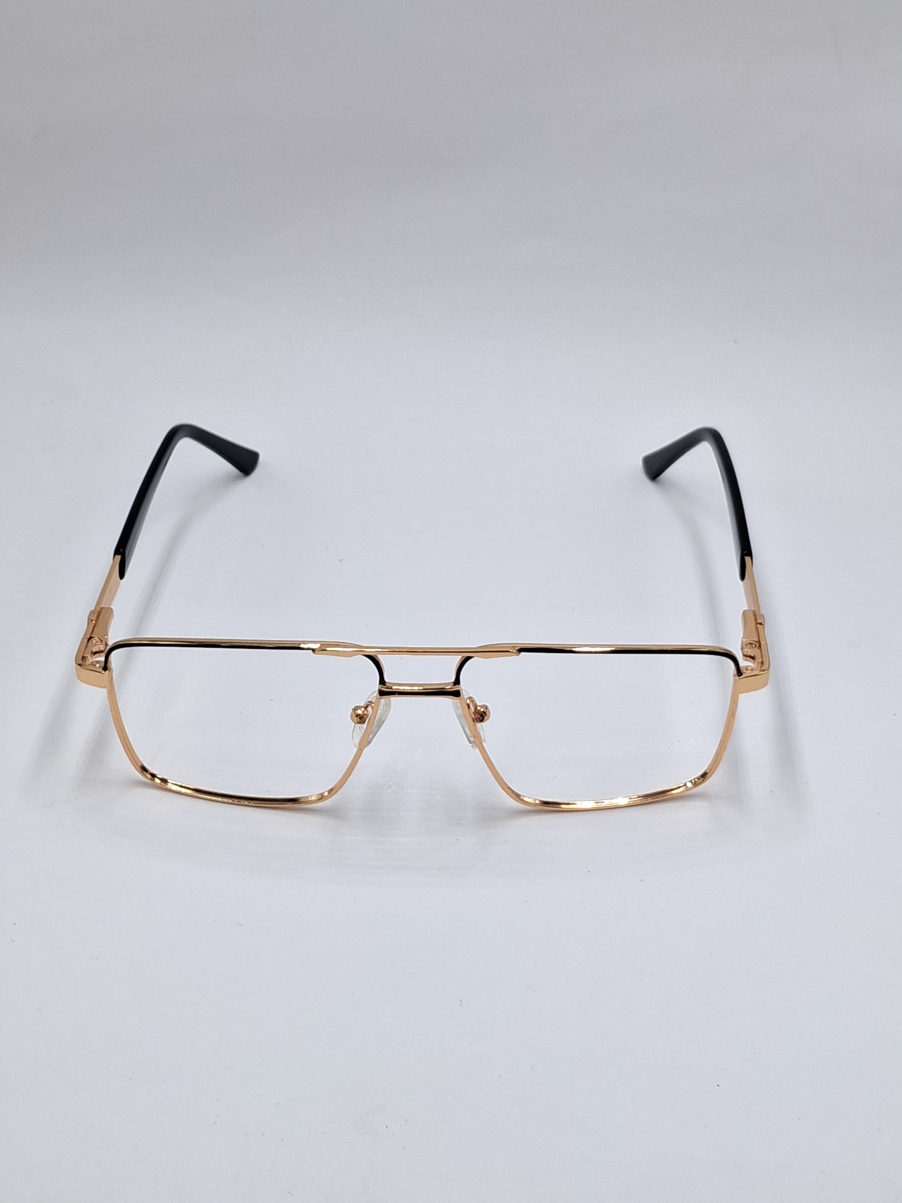 vision plus metallic double bar black and gold metal frame