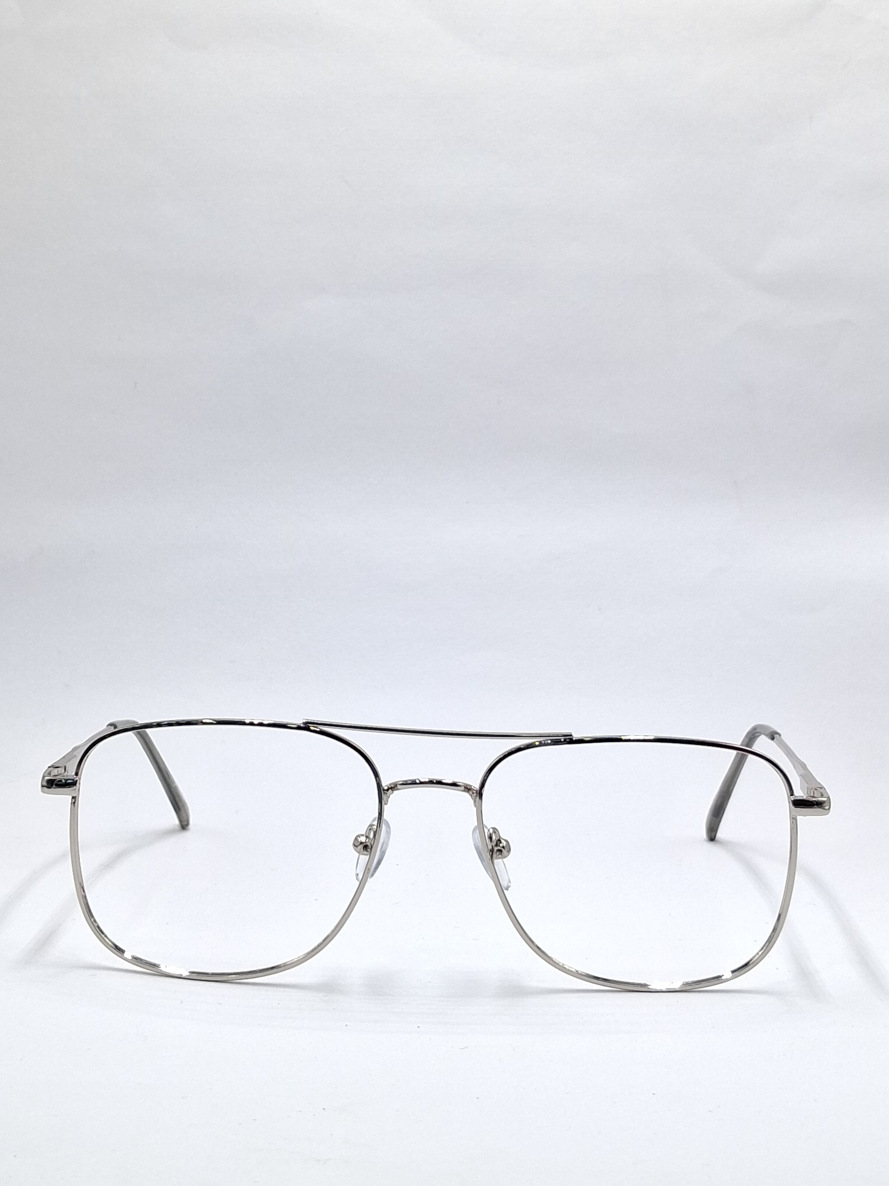 vision plus metallic double bar silver metal frame