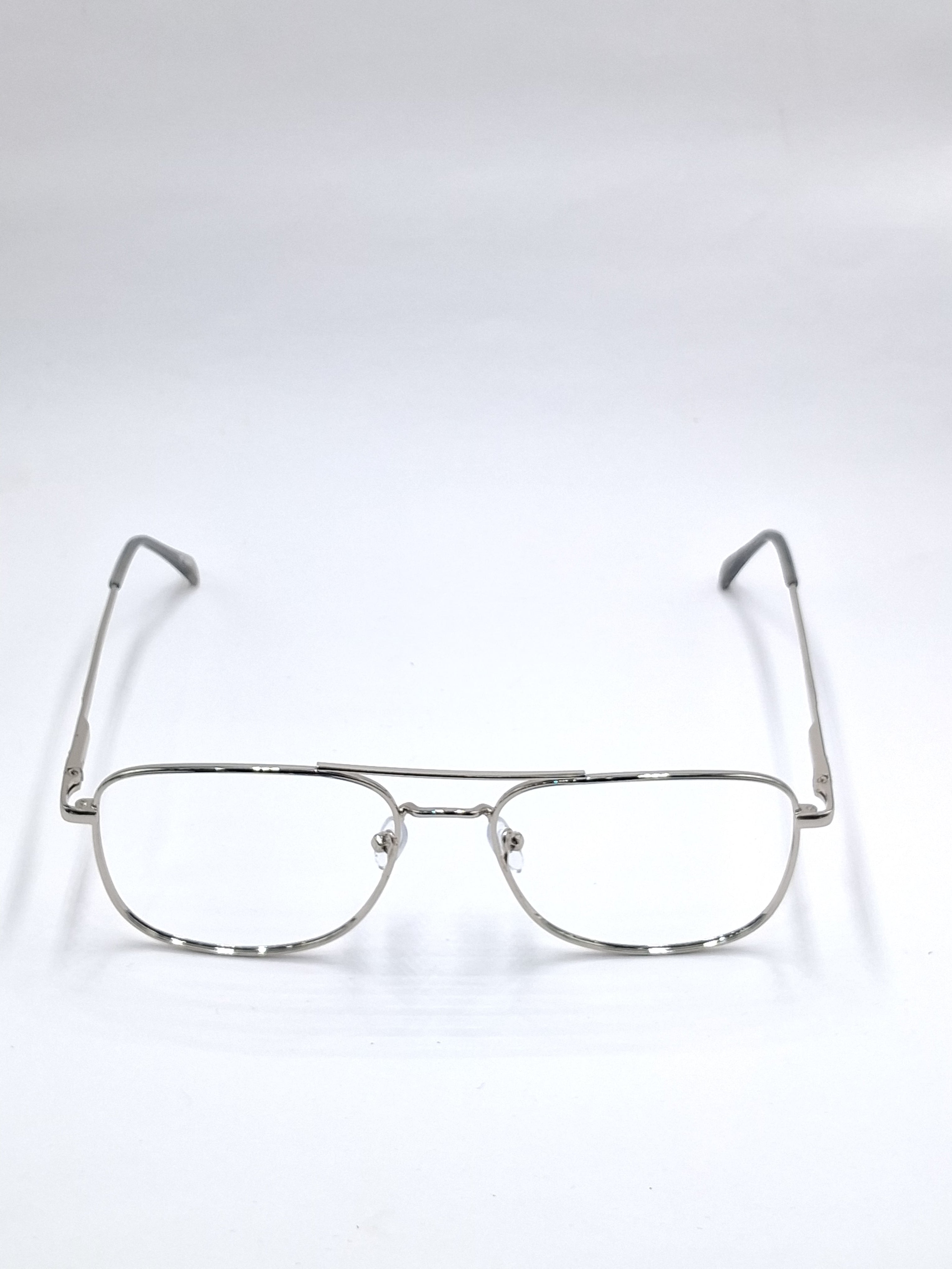 vision plus metallic double bar silver metal frame
