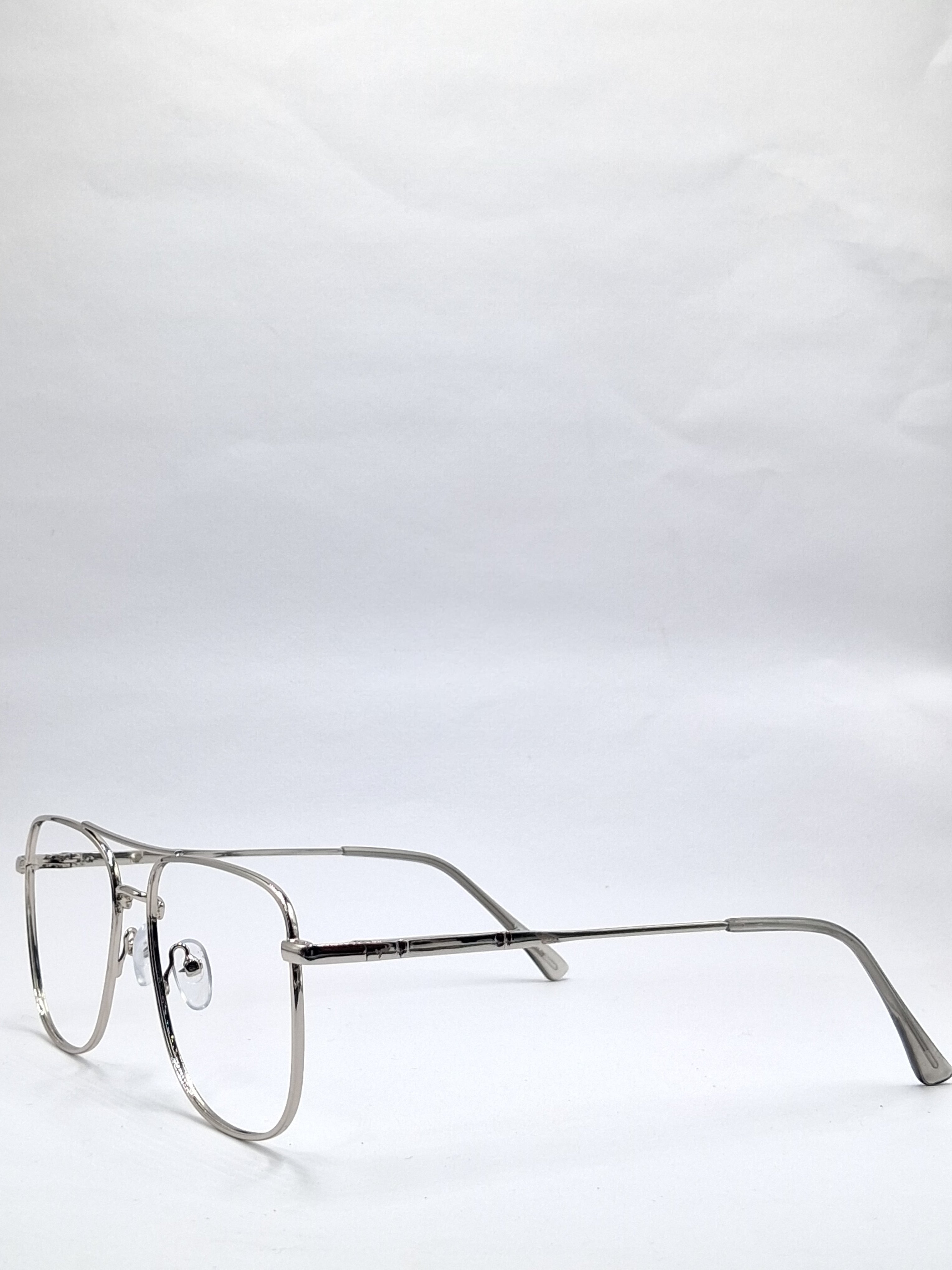 vision plus metallic double bar silver metal frame