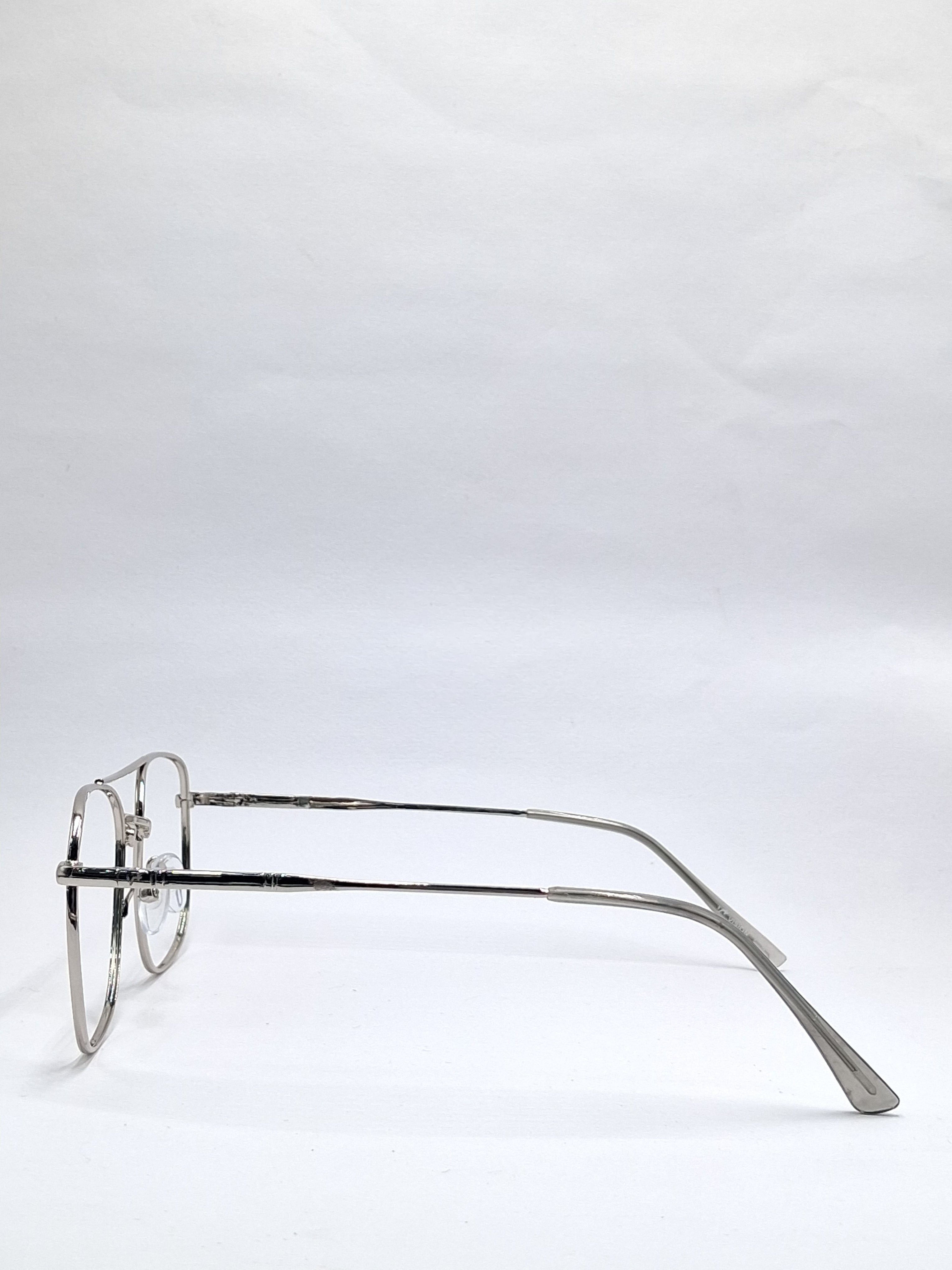 vision plus metallic double bar silver metal frame