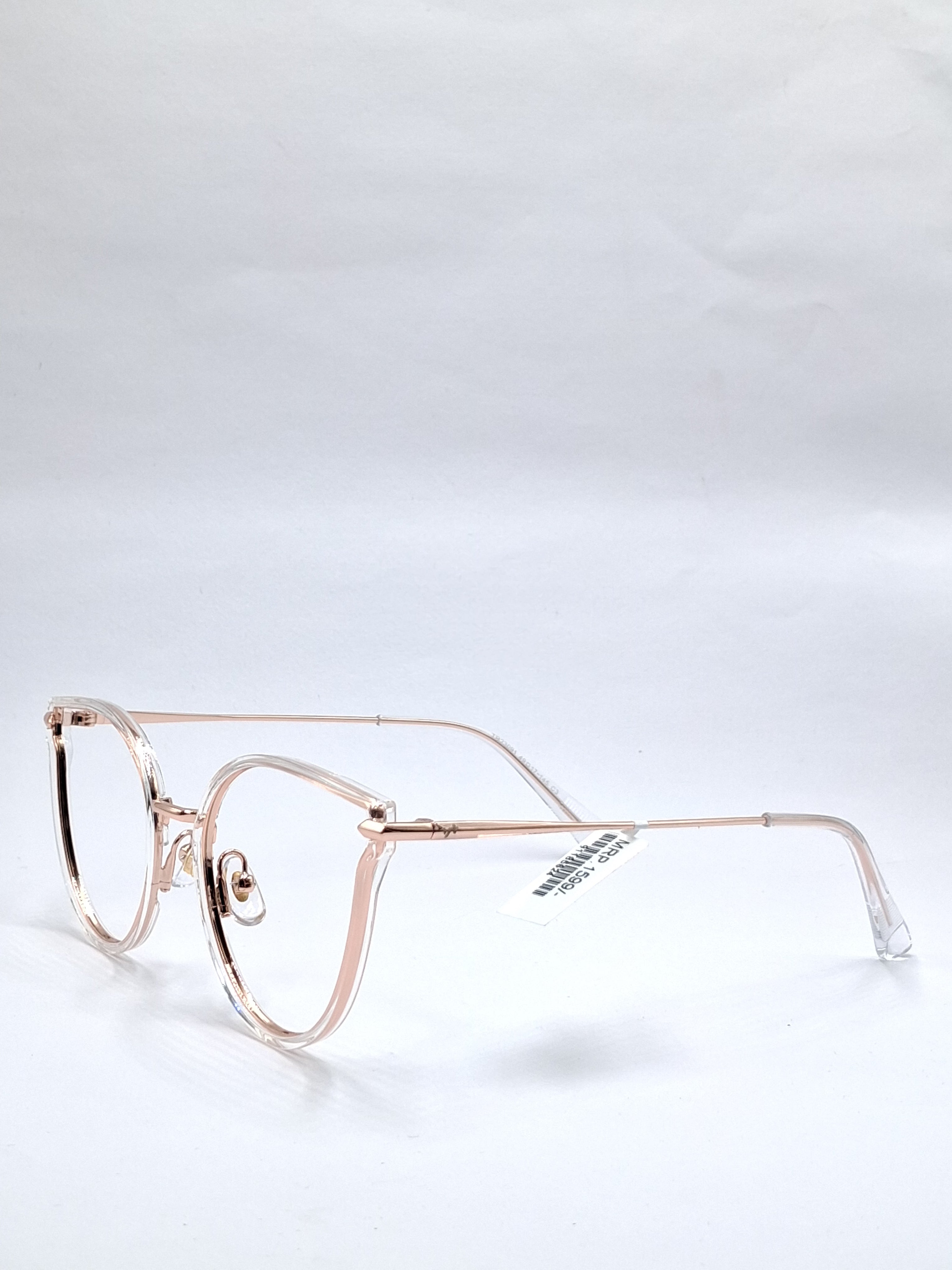 vision plus clear with gold metal with fiber frame