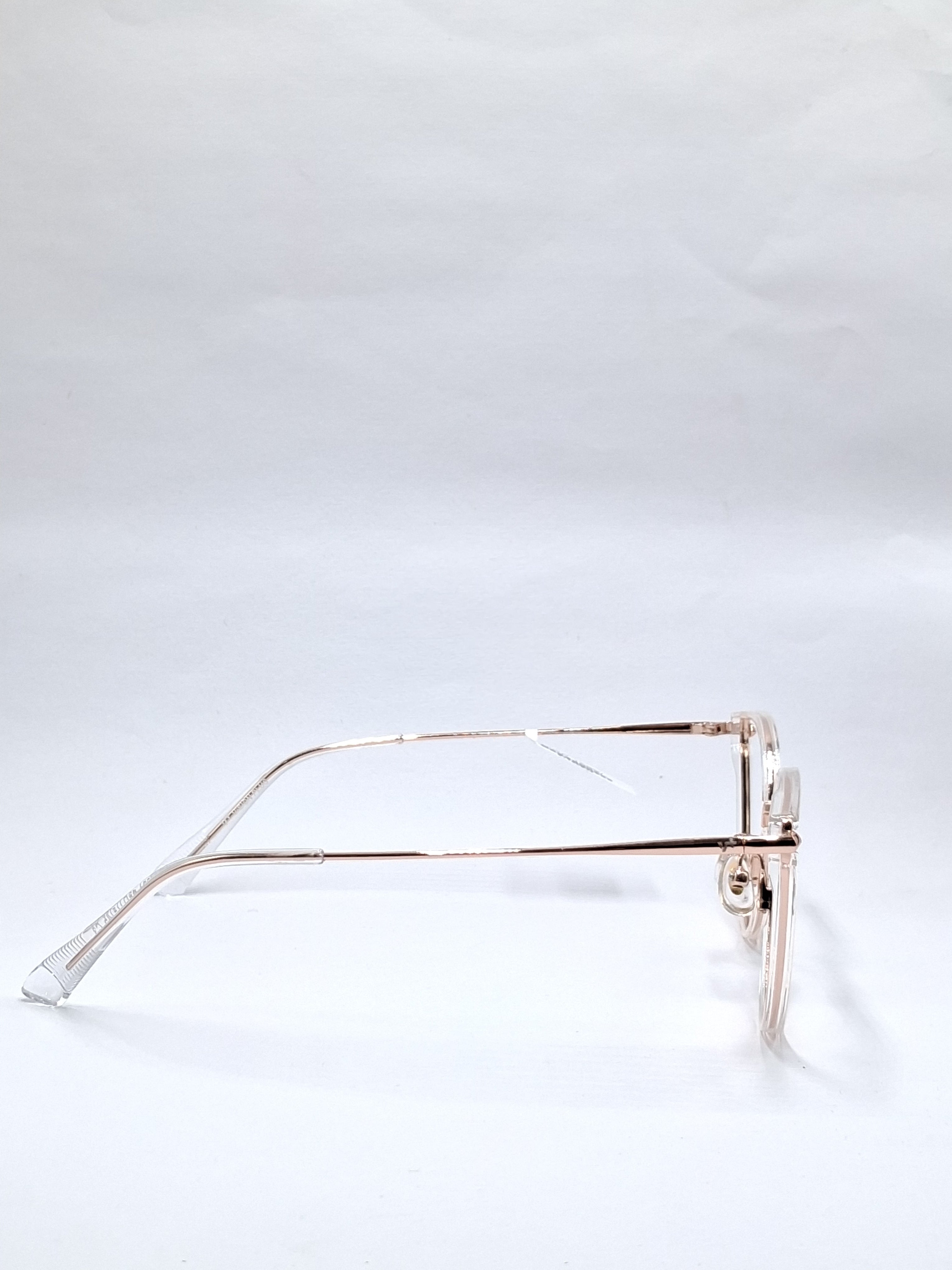 vision plus clear with gold metal with fiber frame