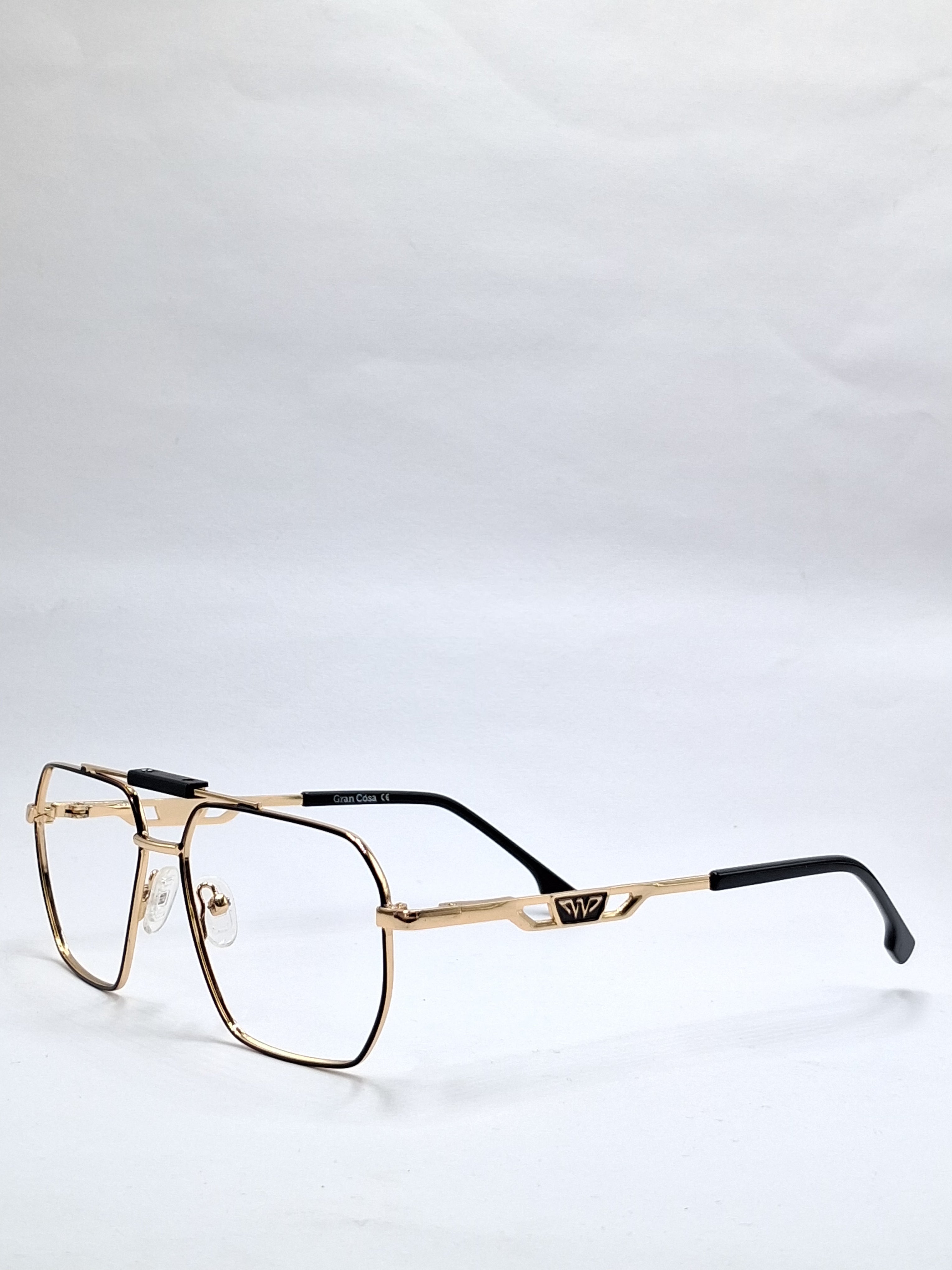 vision plus double bar black and gold metal frame