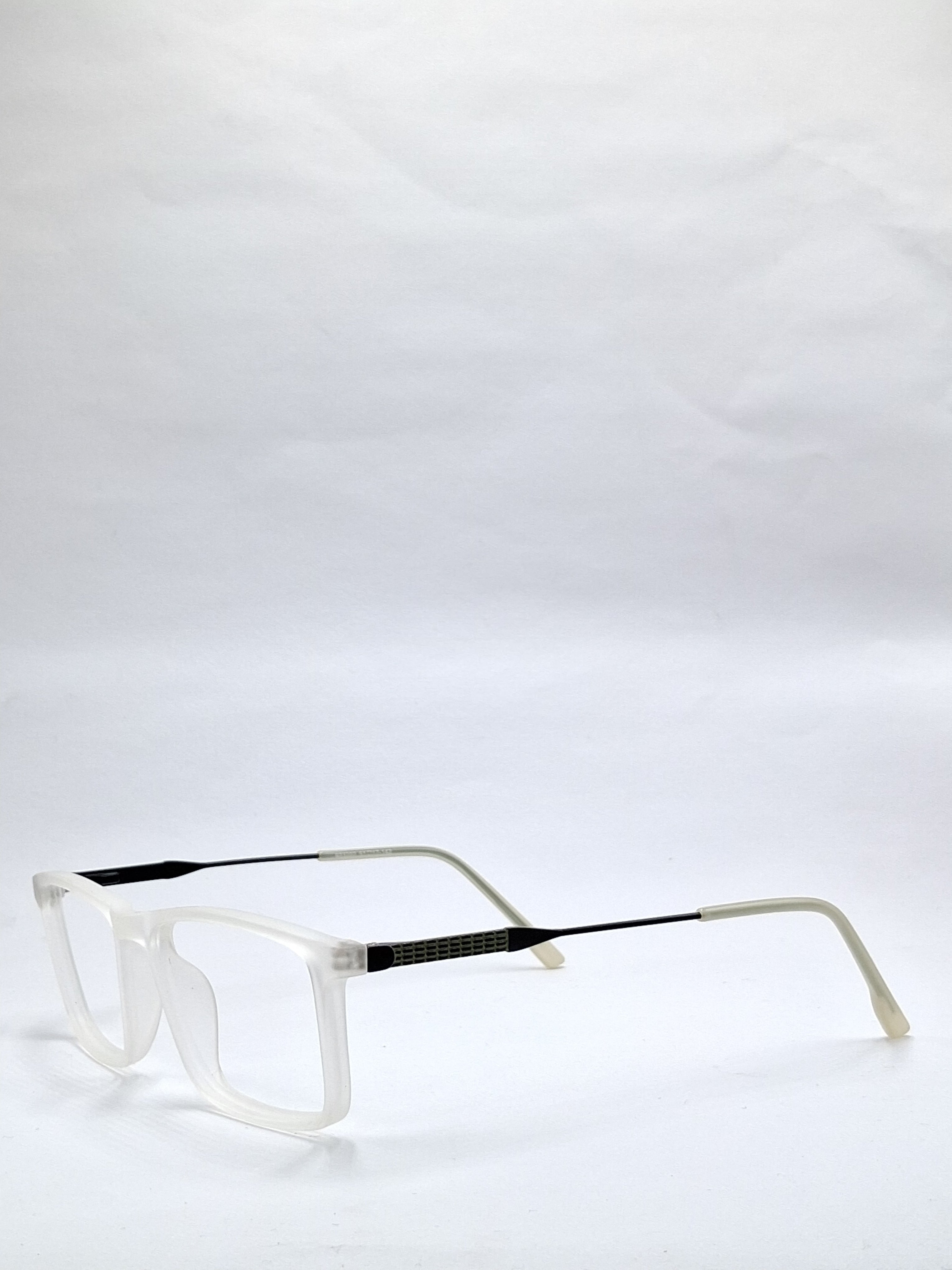 vision plus matte crystal white with black metal stick frame