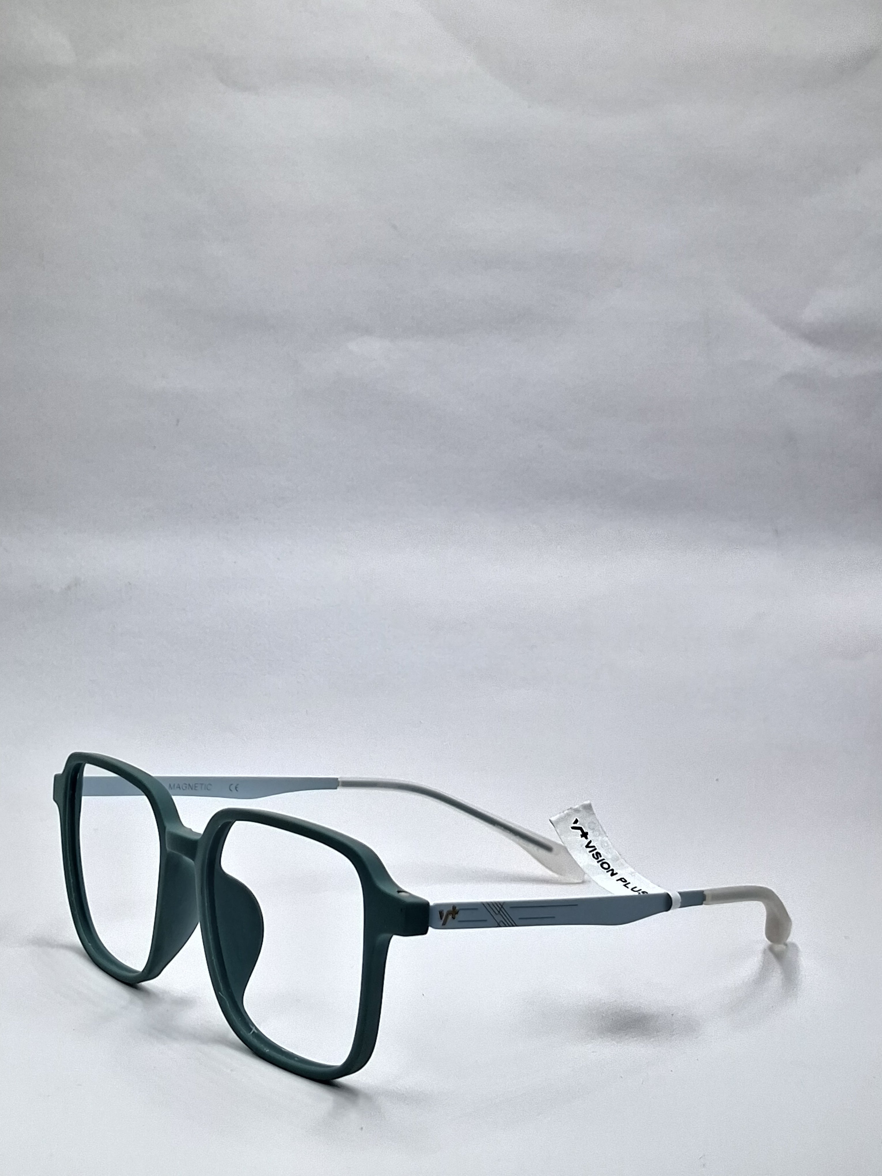 vision plus matte dark green with sky blue metal stick frame