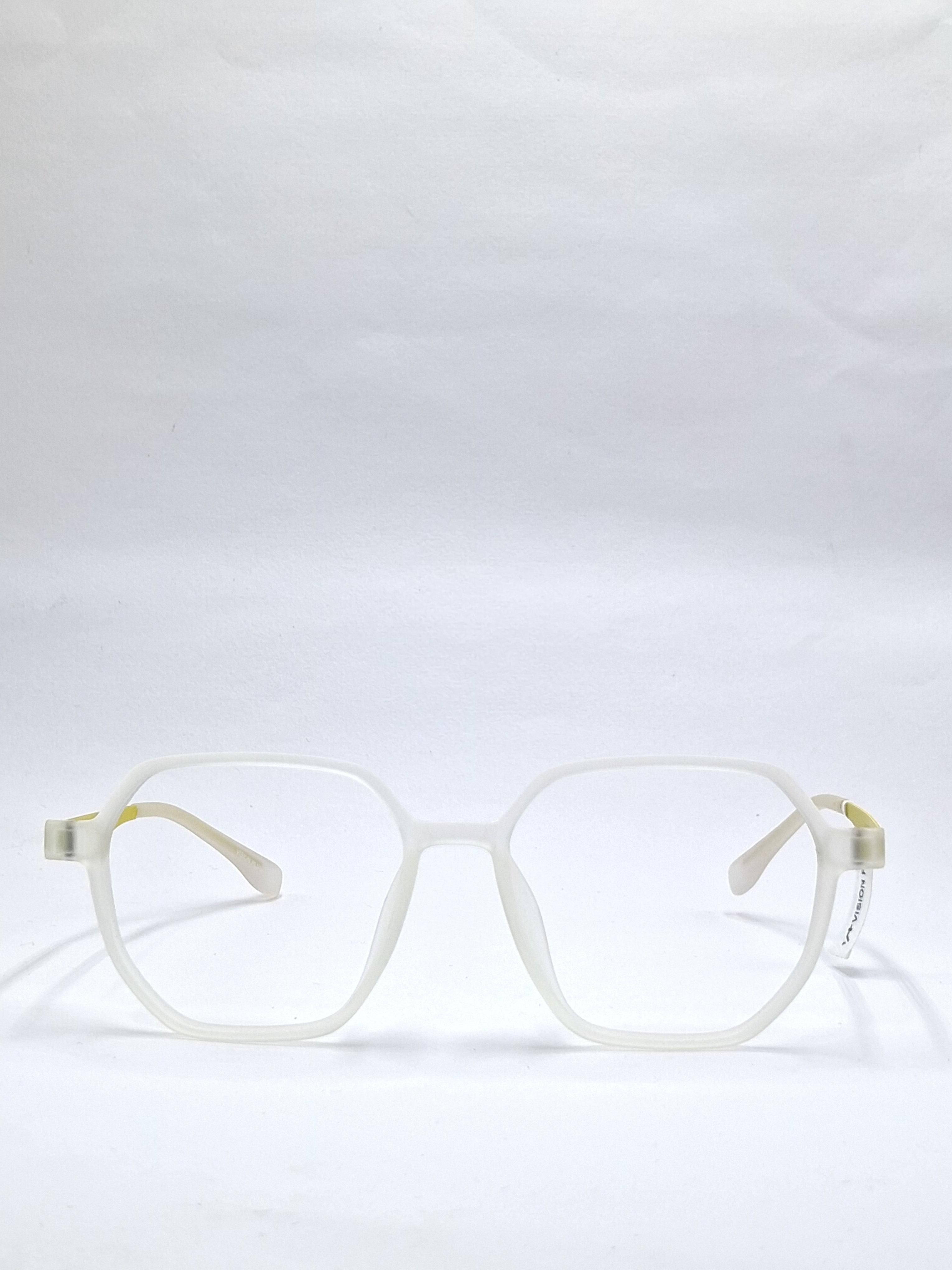 vision plus matte white with yellow metal stick frame