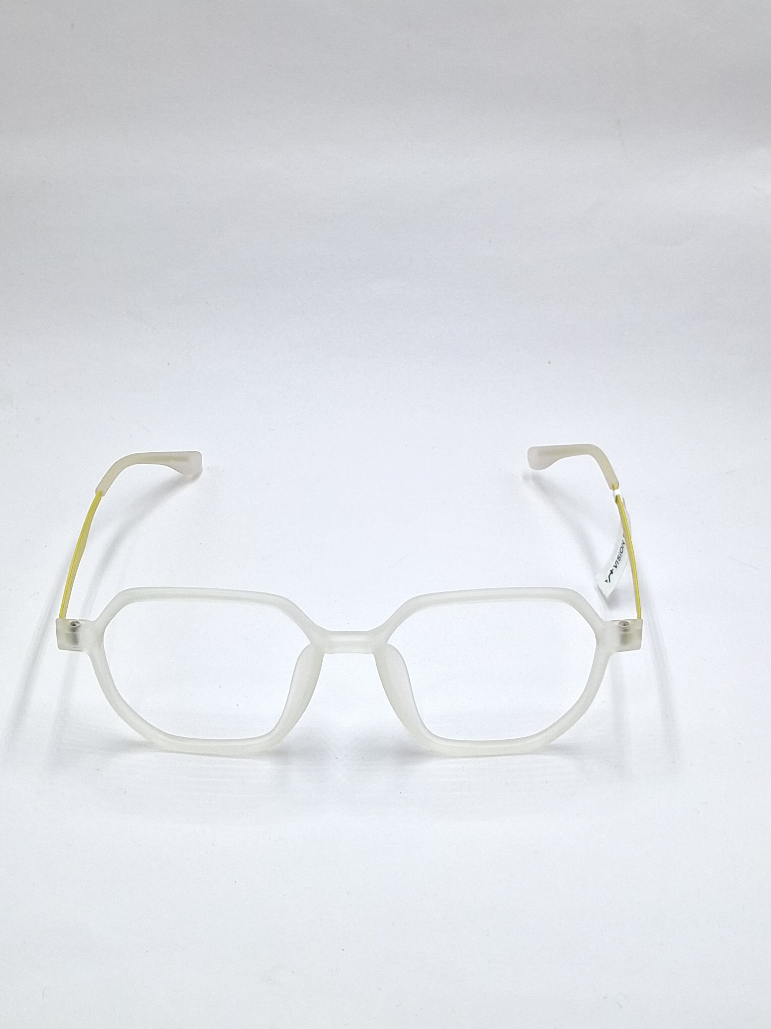 vision plus matte white with yellow metal stick frame