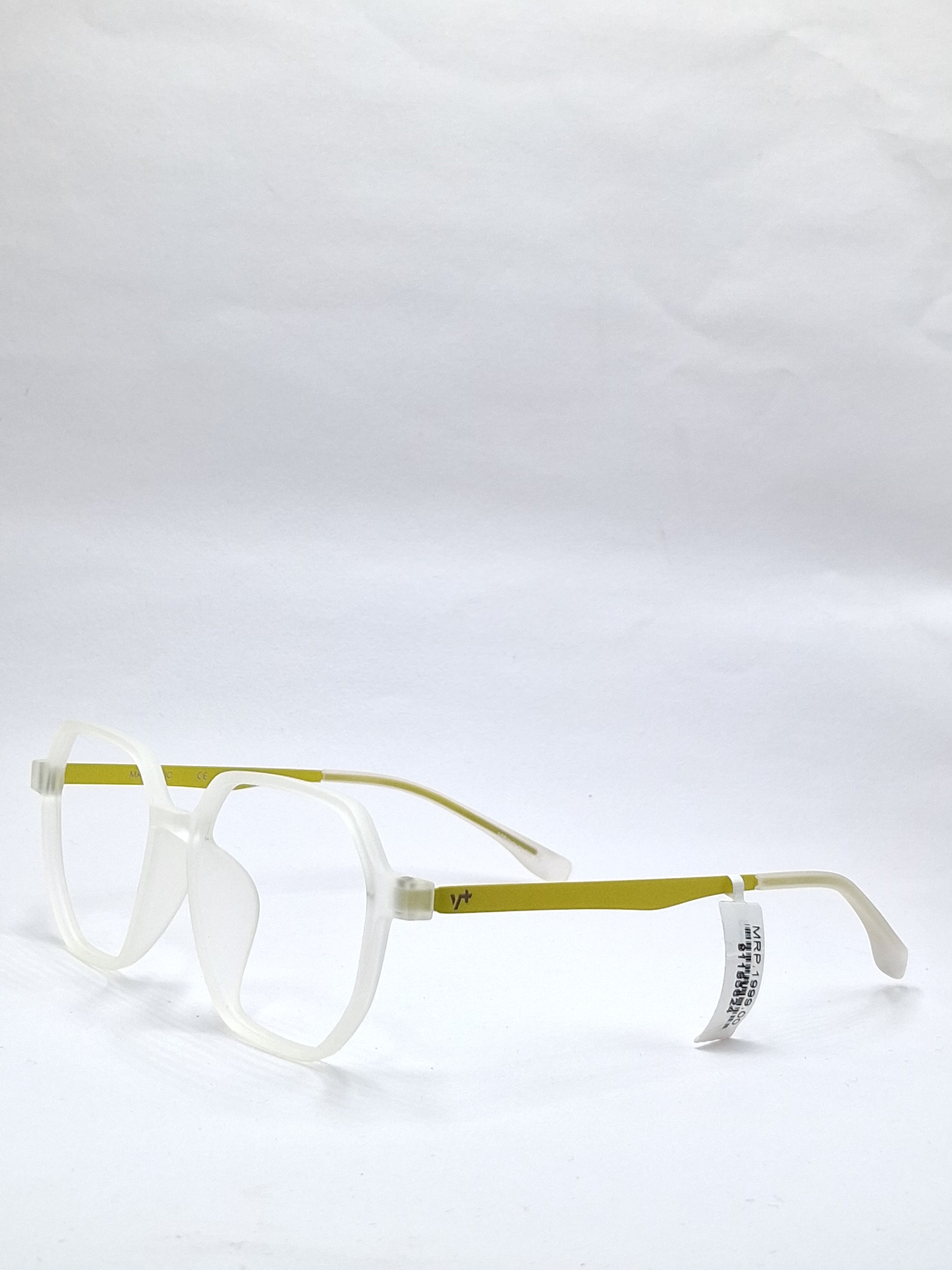 vision plus matte white with yellow metal stick frame