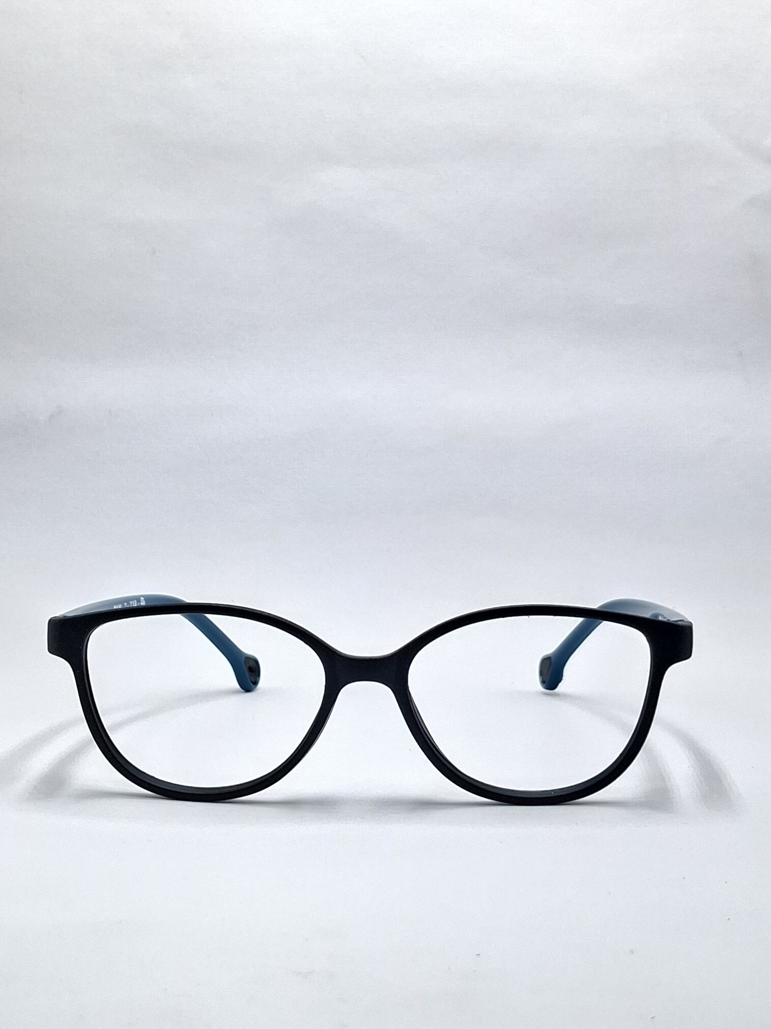 vision plus matte black with dark blue stick kids frame