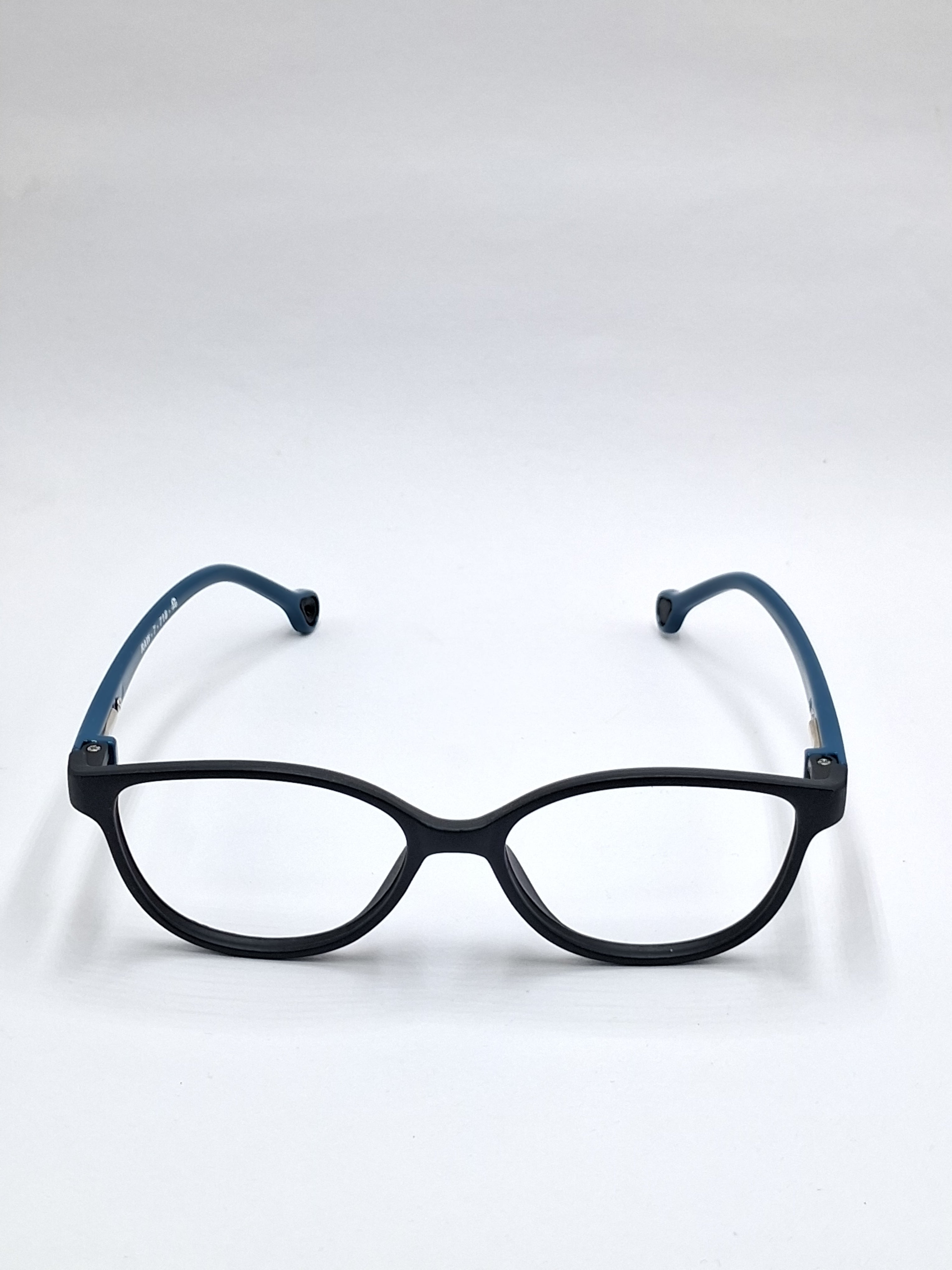 vision plus matte black with dark blue stick kids frame