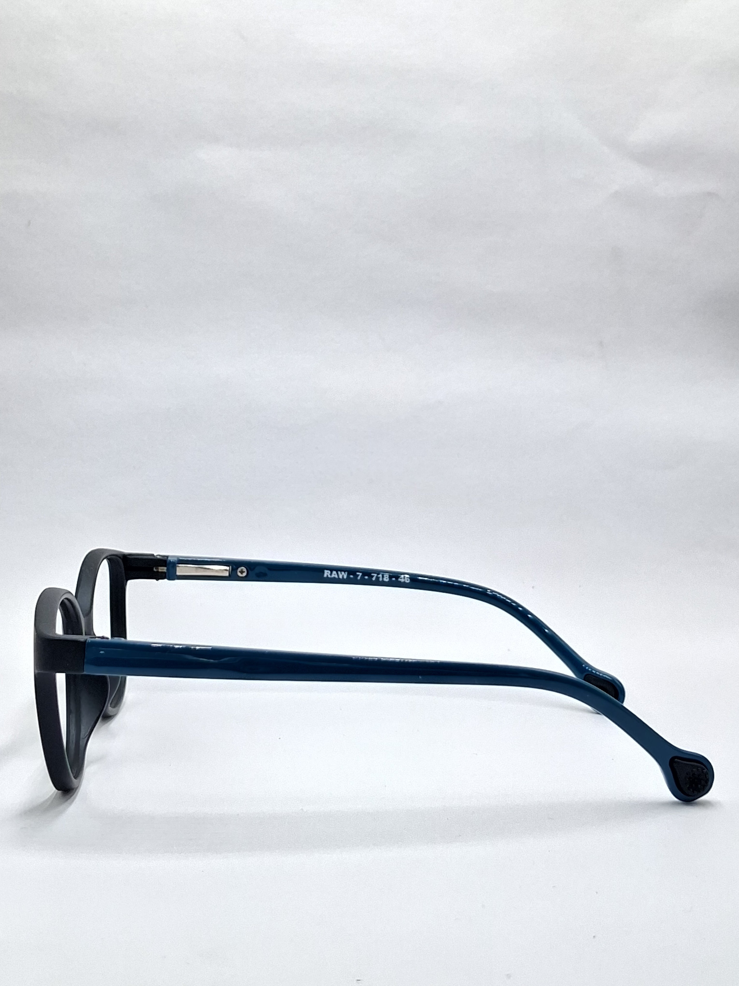 vision plus matte black with dark blue stick kids frame