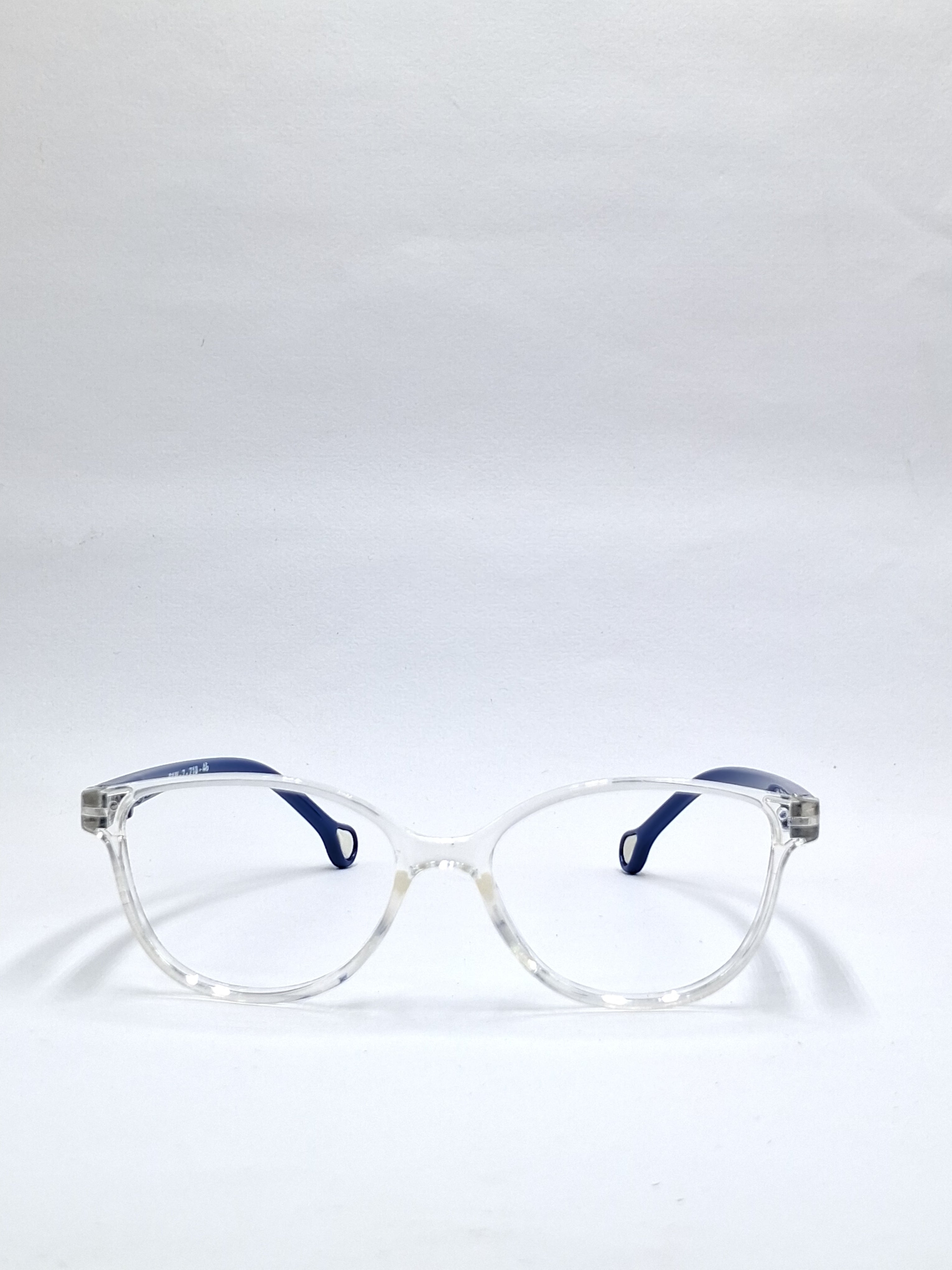 vision plus transparent and blue stick kids frame