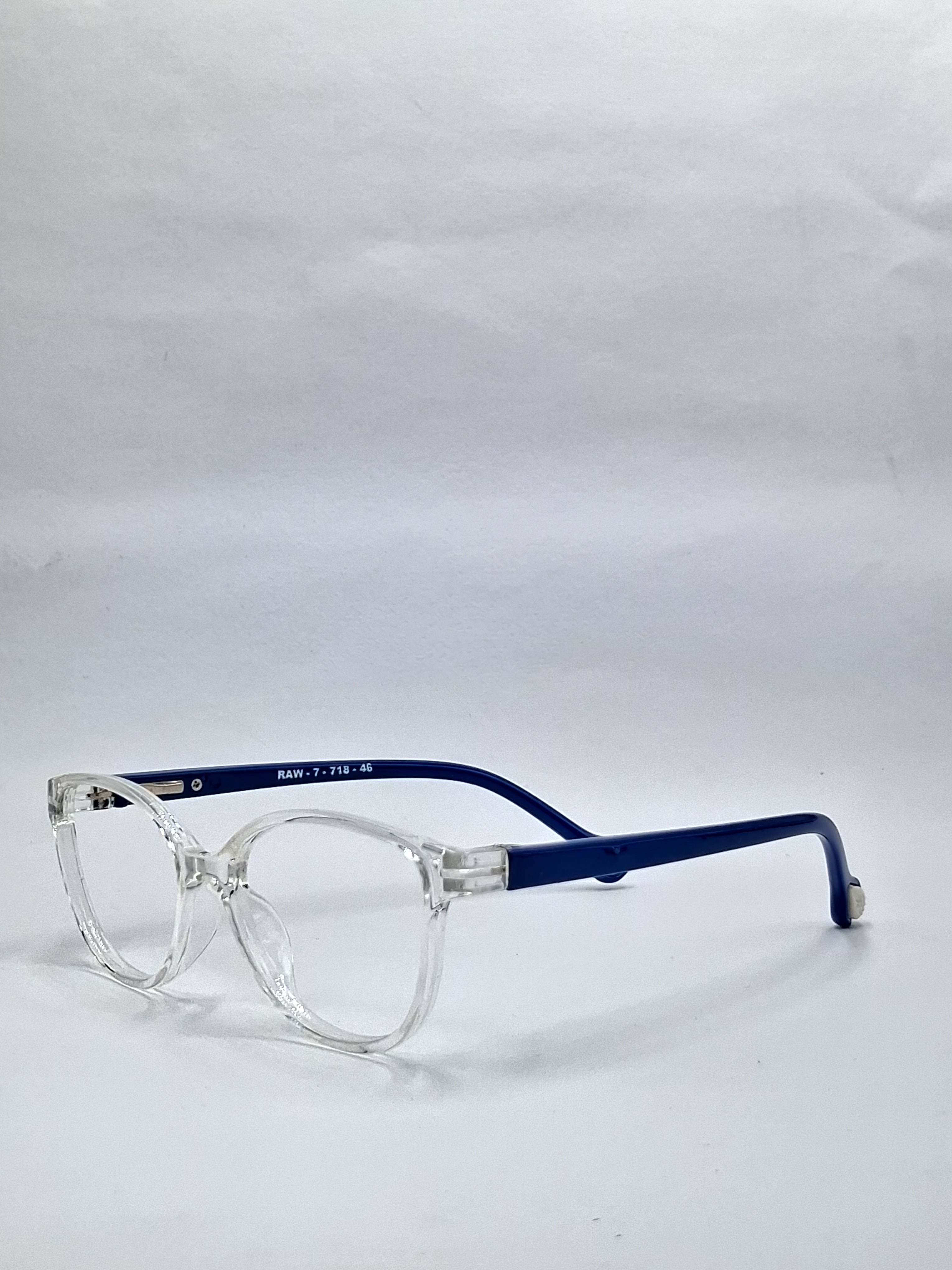 vision plus transparent and blue stick kids frame
