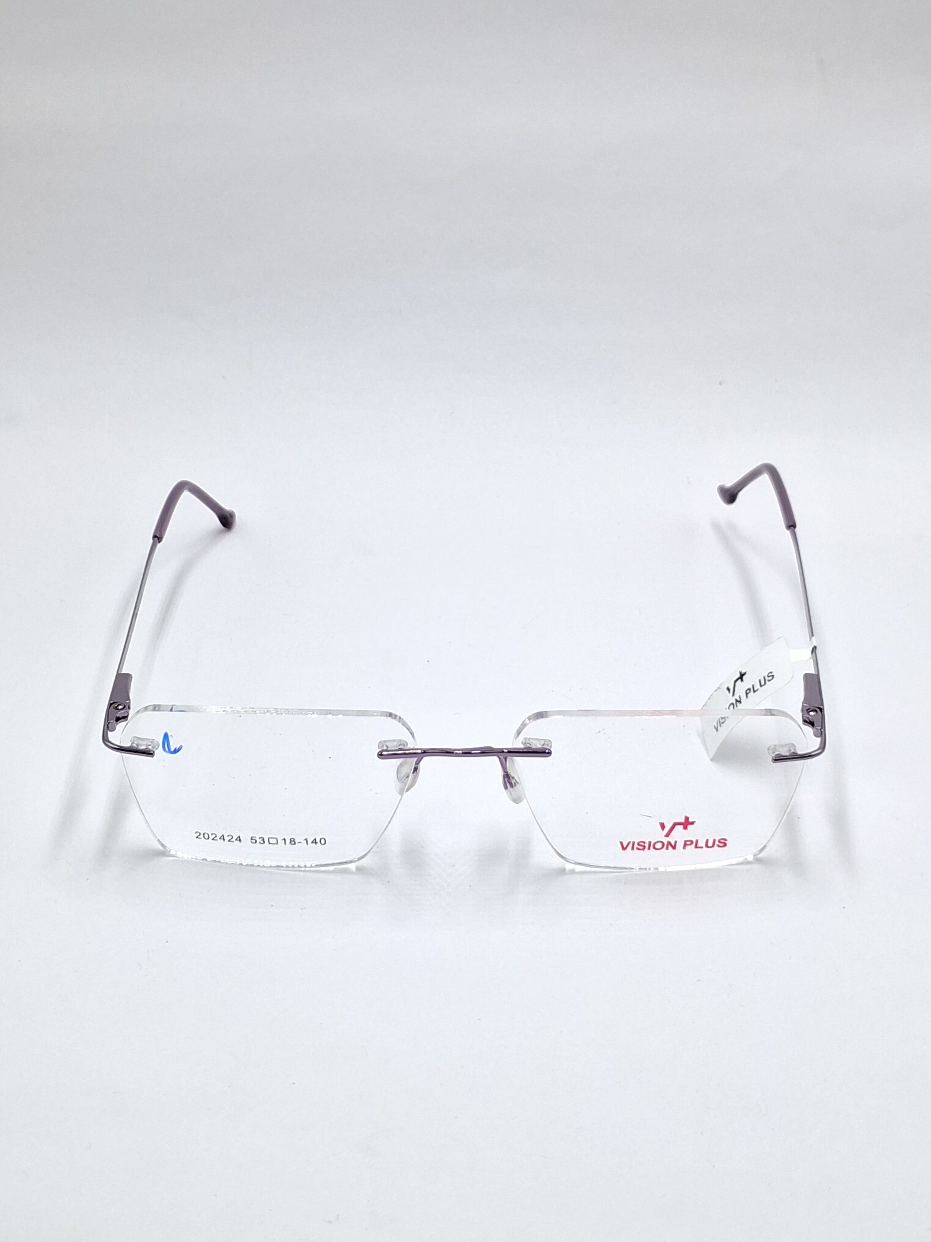 vision plus frame less purple metal frame