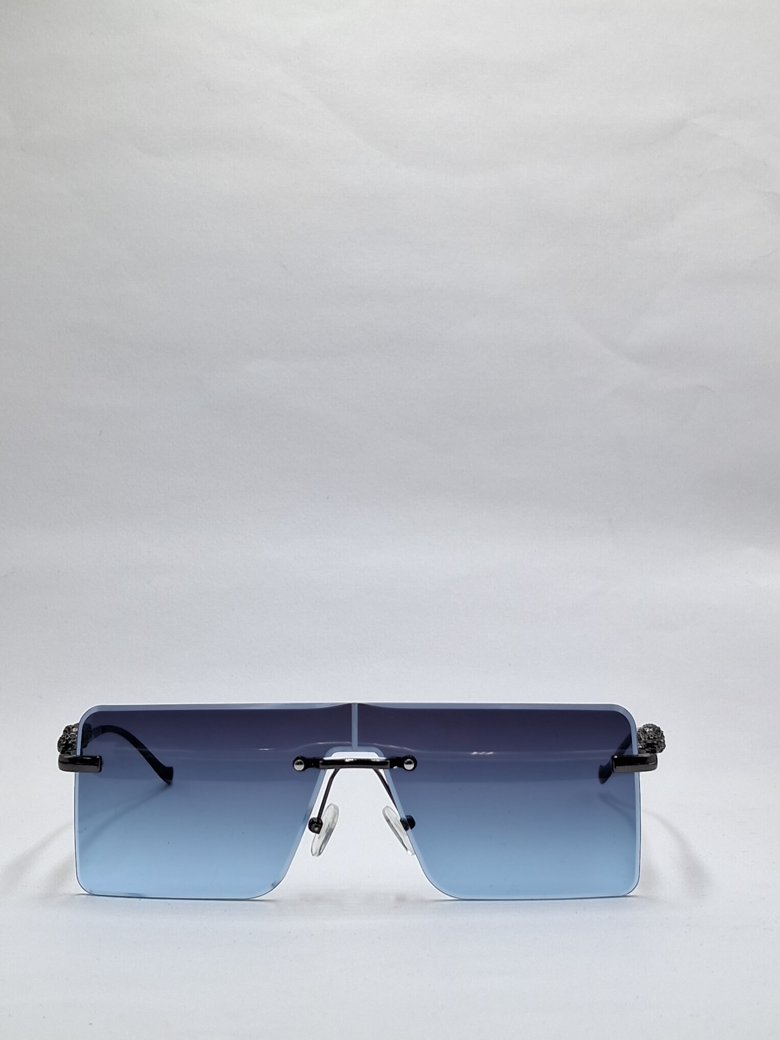 vision plus blue lens with black metal stick sunglasses