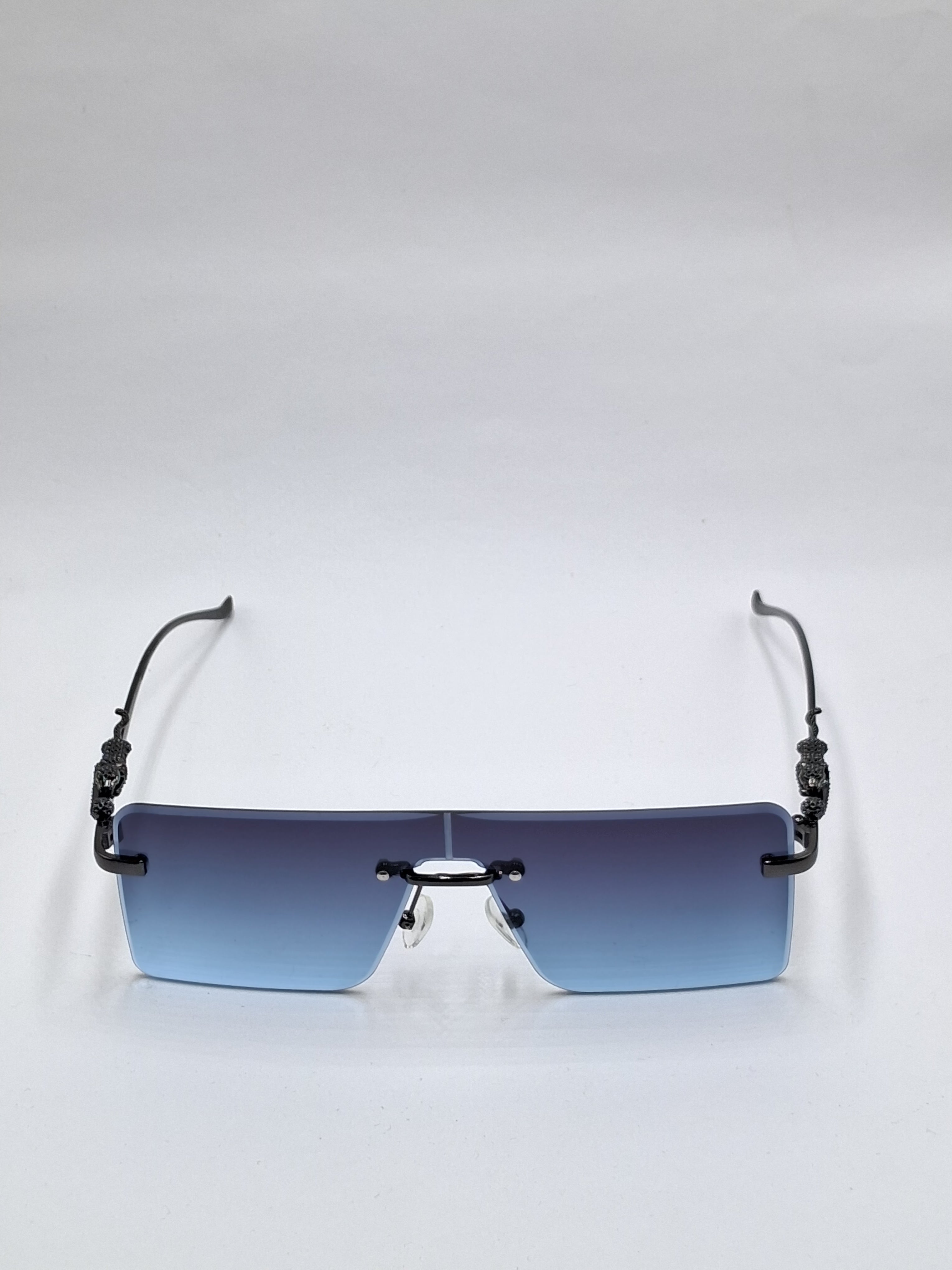 vision plus blue lens with black metal stick sunglasses