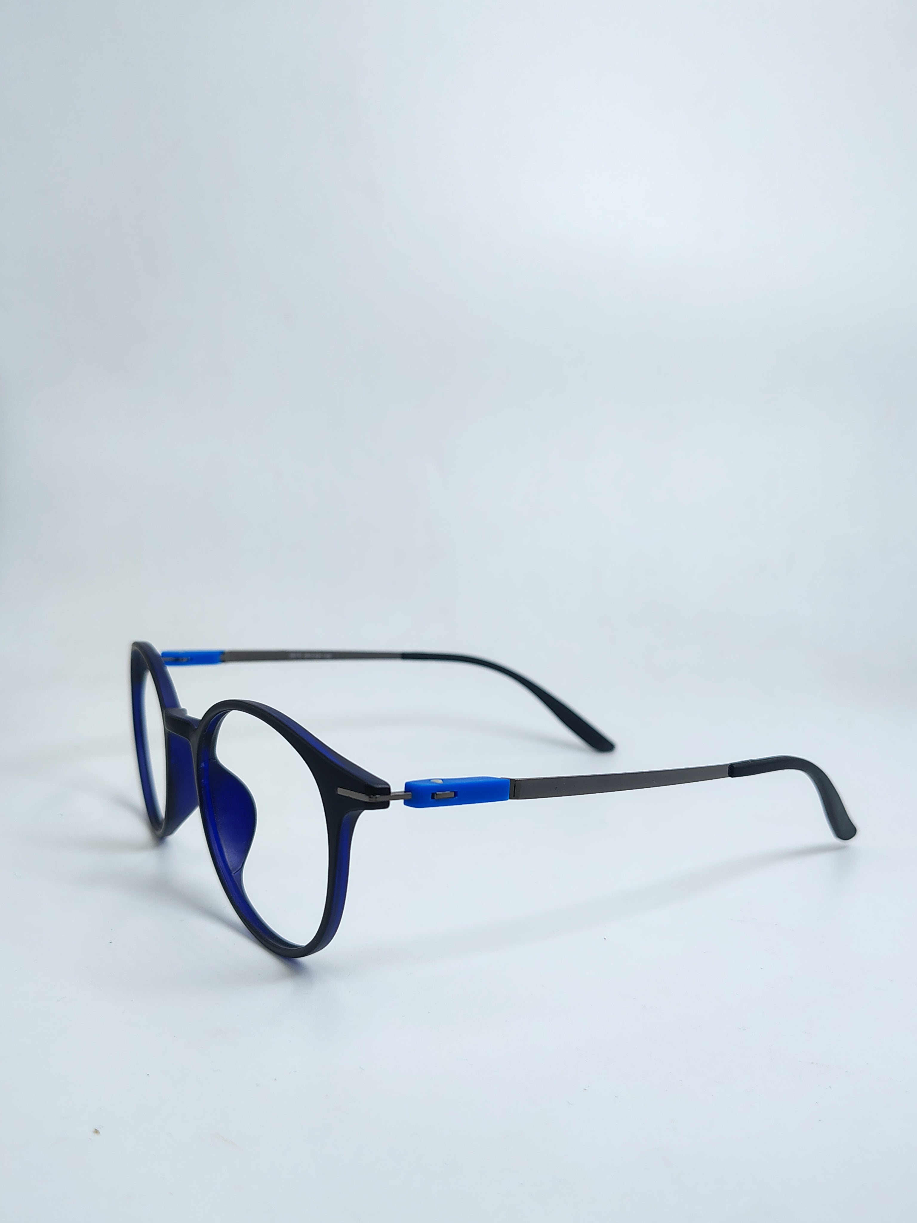 Miranda round Matte Black & Blue Frame