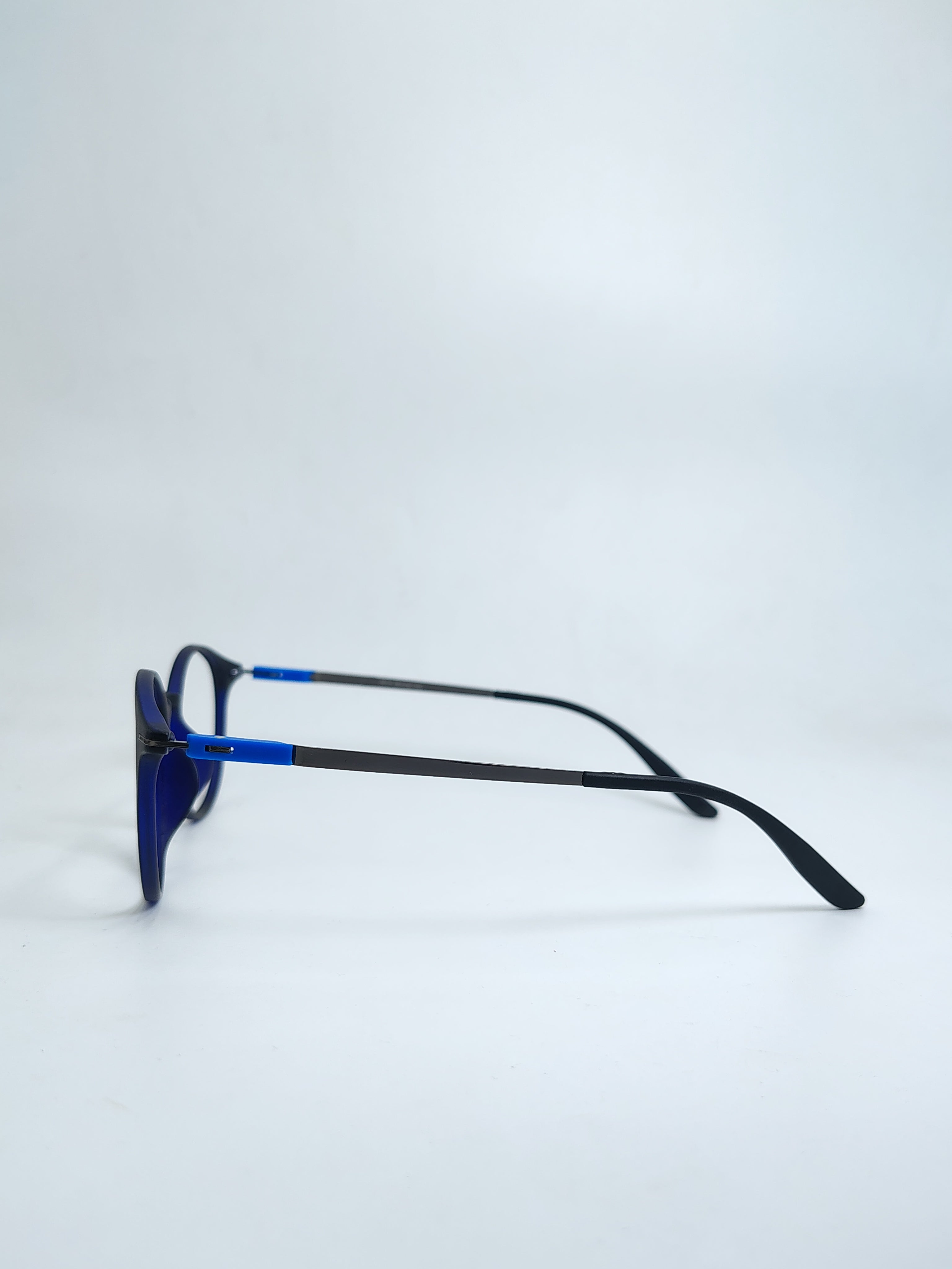 Miranda round Matte Black & Blue Frame