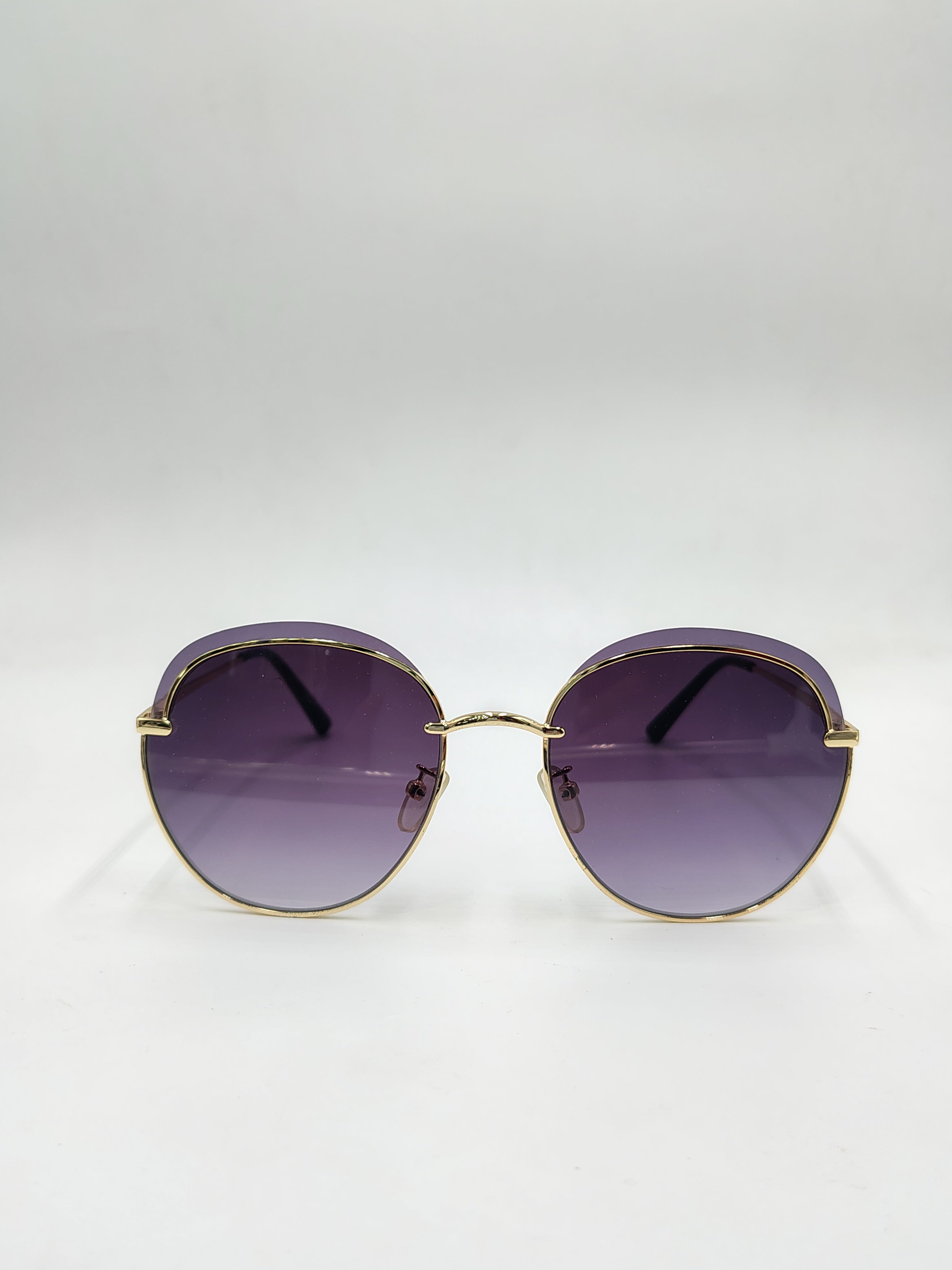 Eyeket Golden Black Round Woman Sunglasses