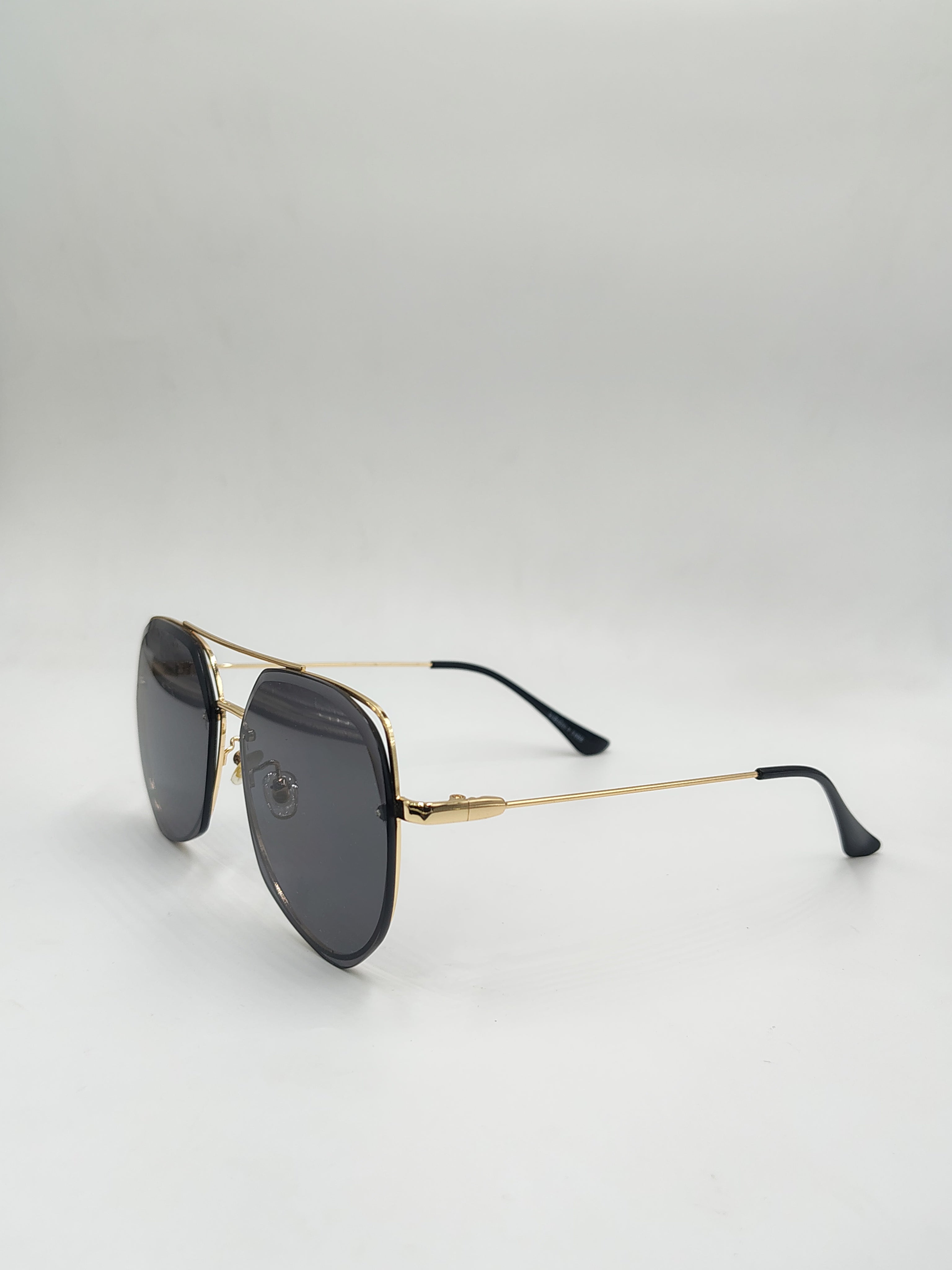 Eyeket Double Bar Golden Black Sunglasses