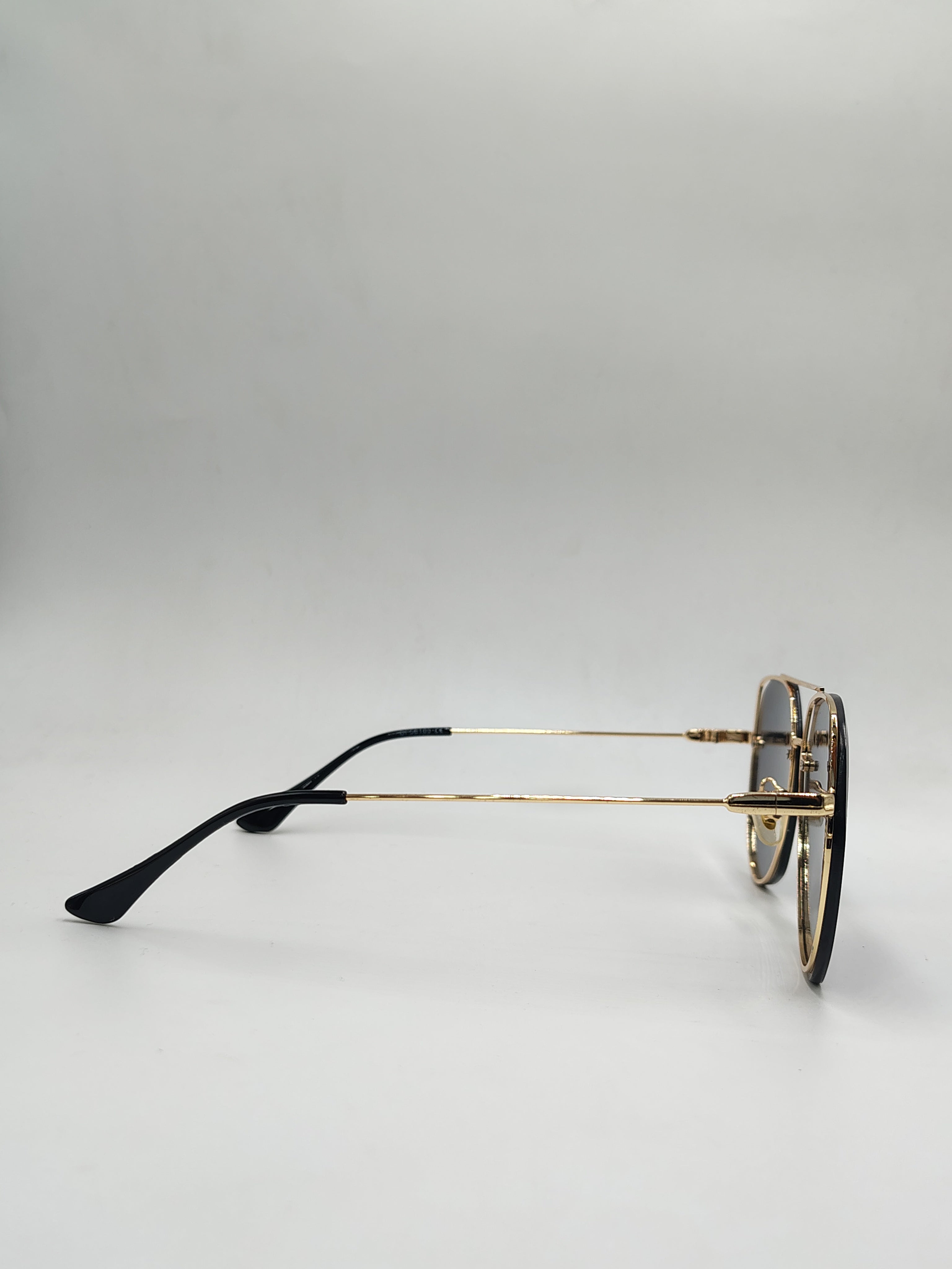 Eyeket Double Bar Golden Black Sunglasses