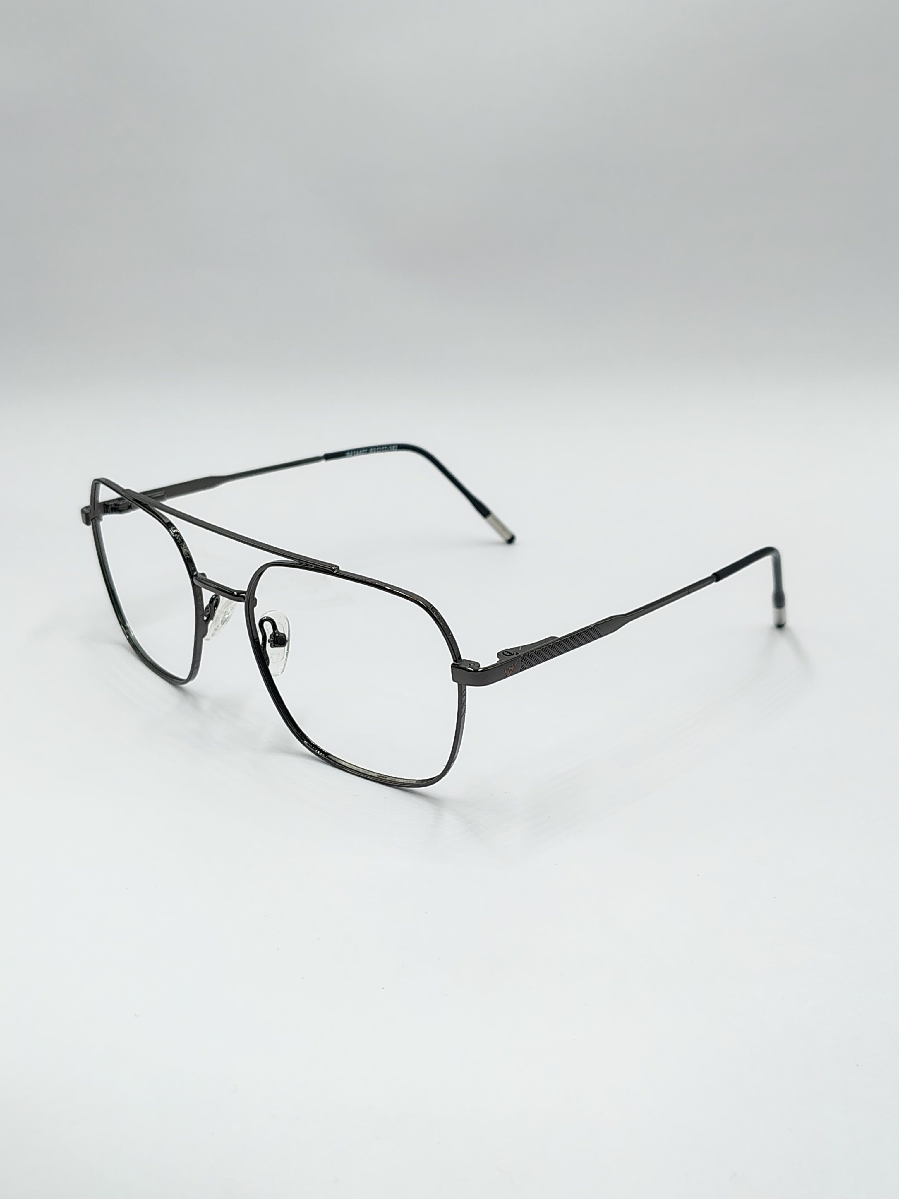 eyeket vision plus metallic black double bar frame