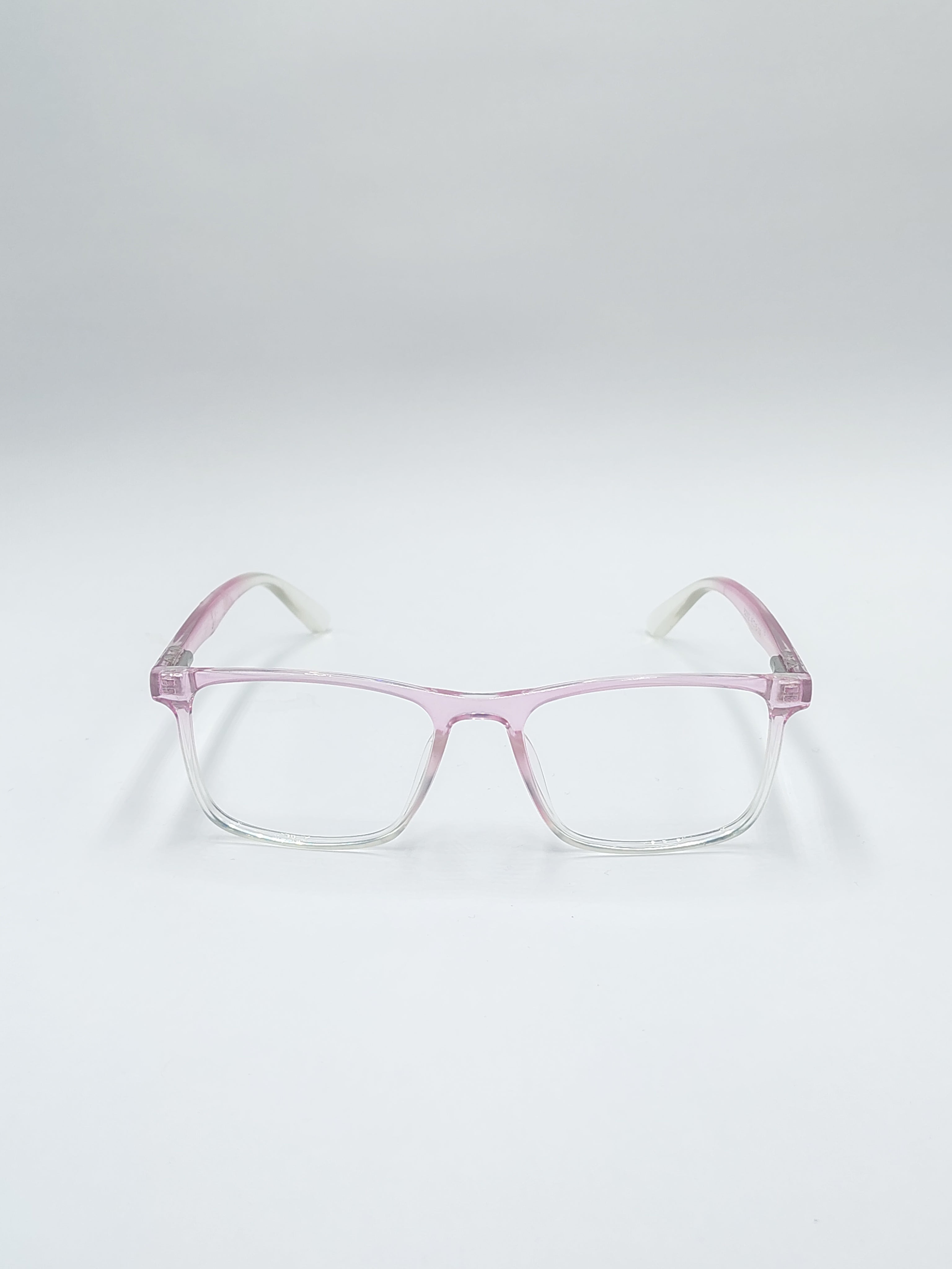 vision plus transparent pink and white frame