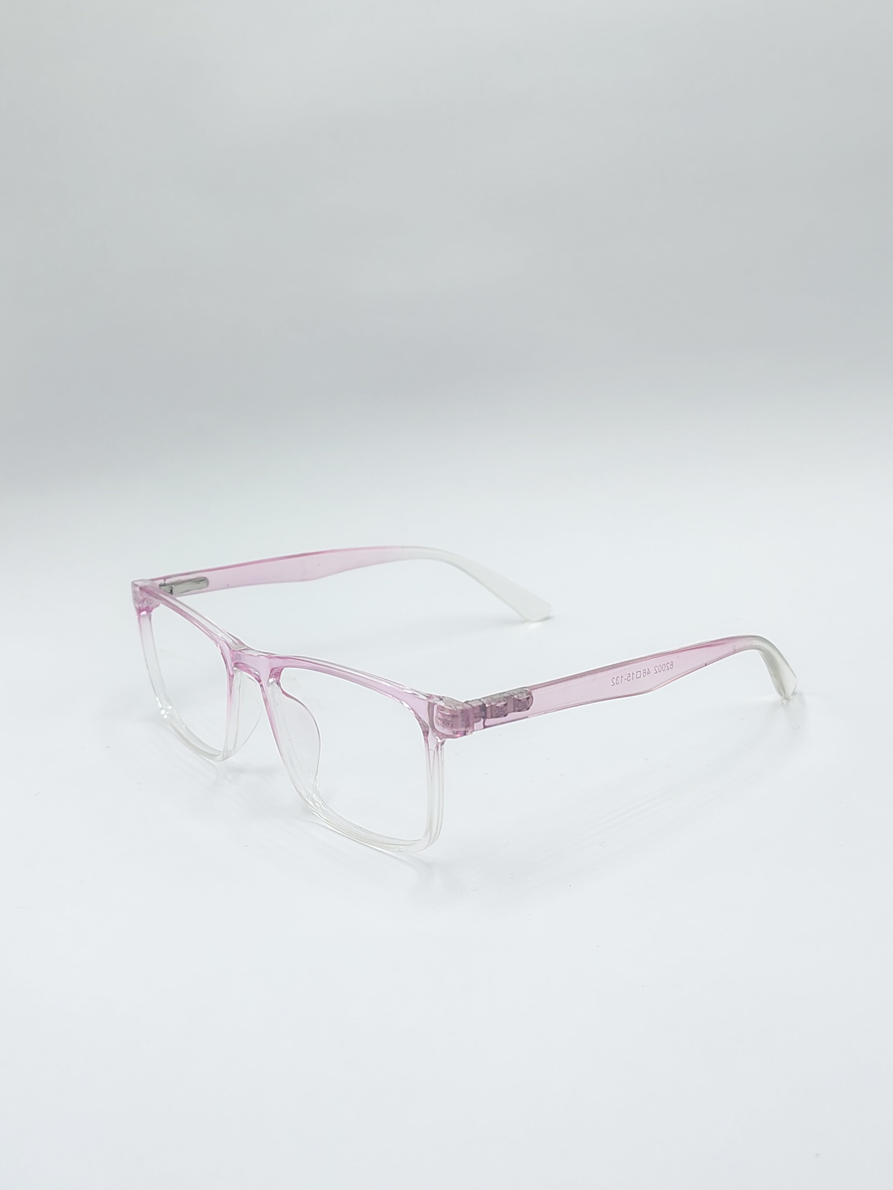 vision plus transparent pink and white frame