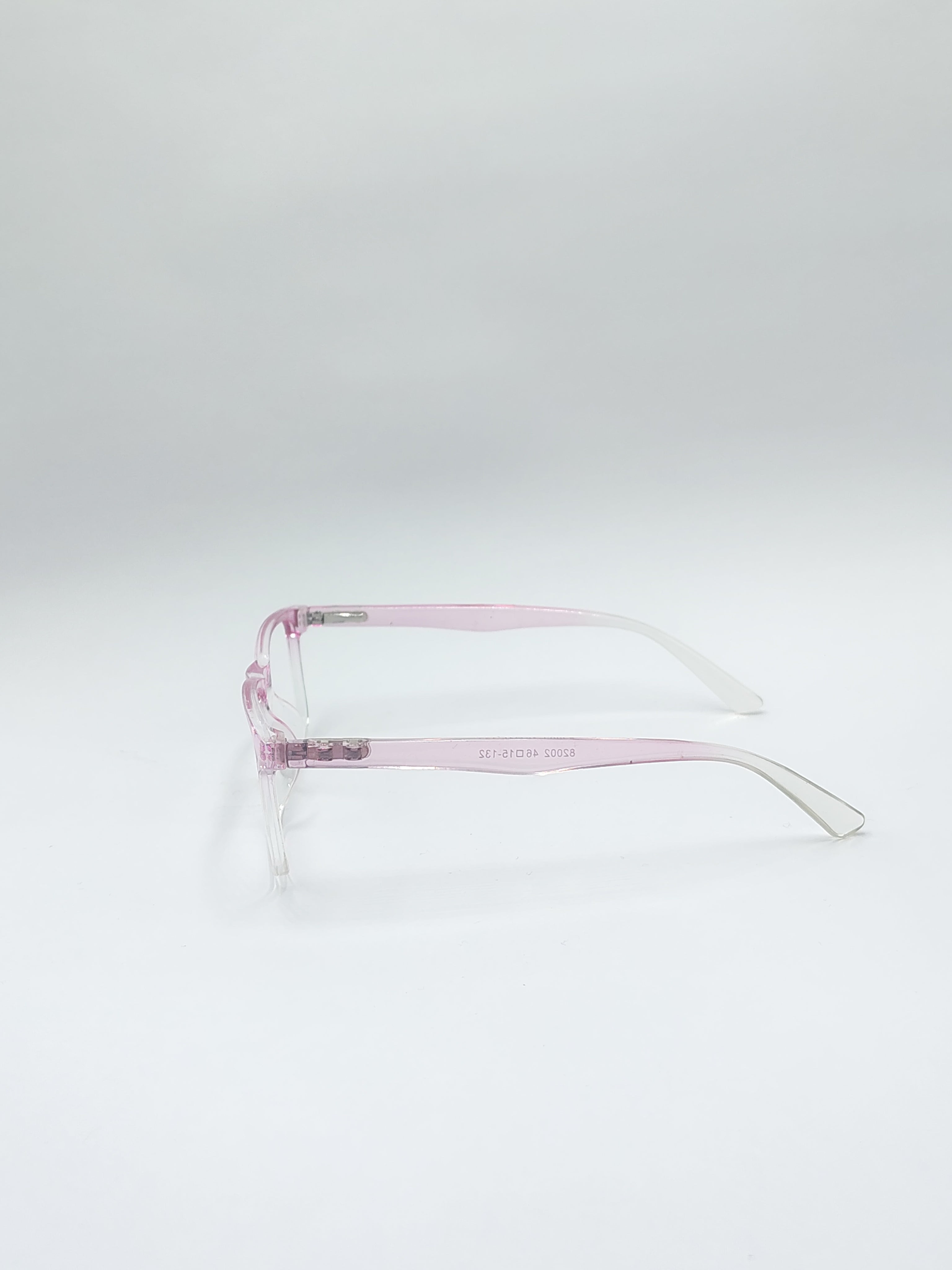 vision plus transparent pink and white frame