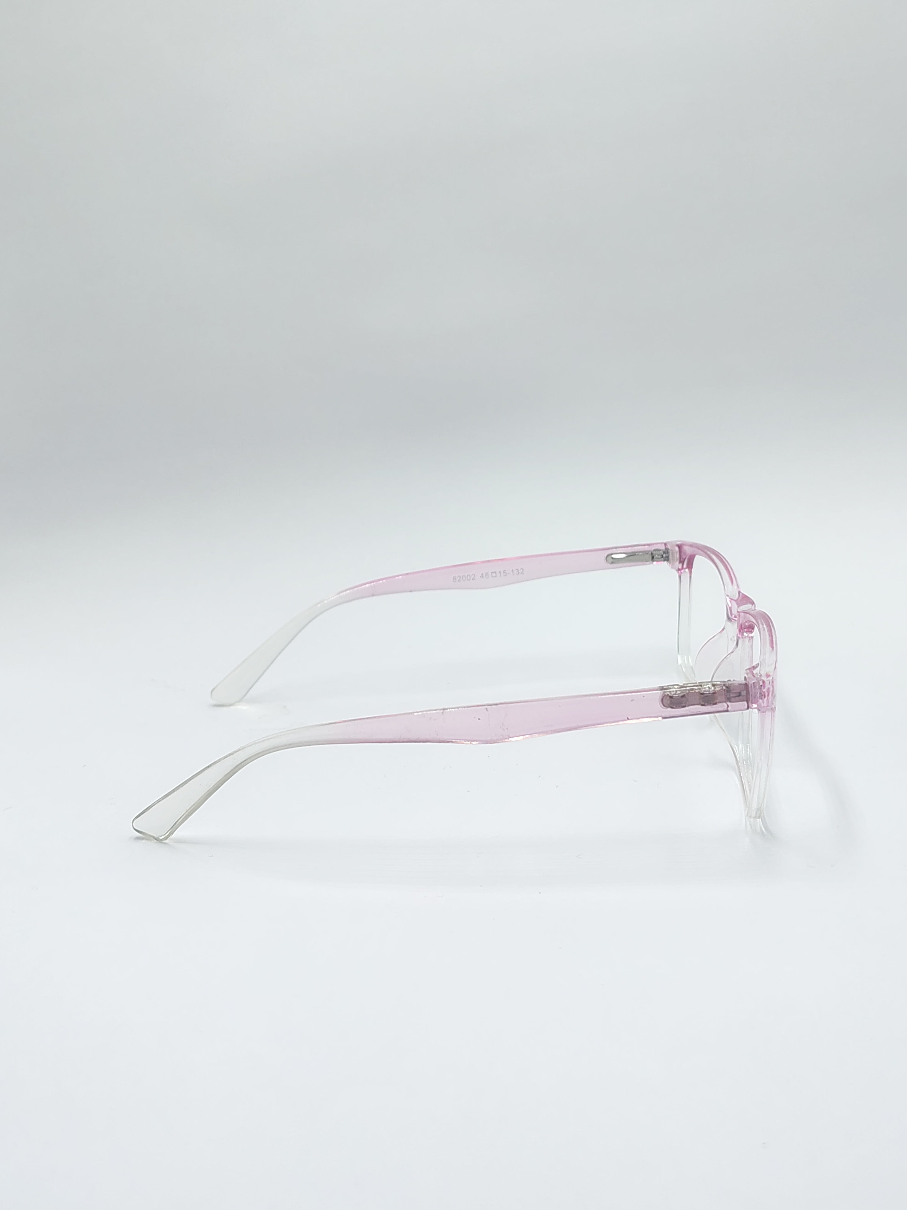 vision plus transparent pink and white frame